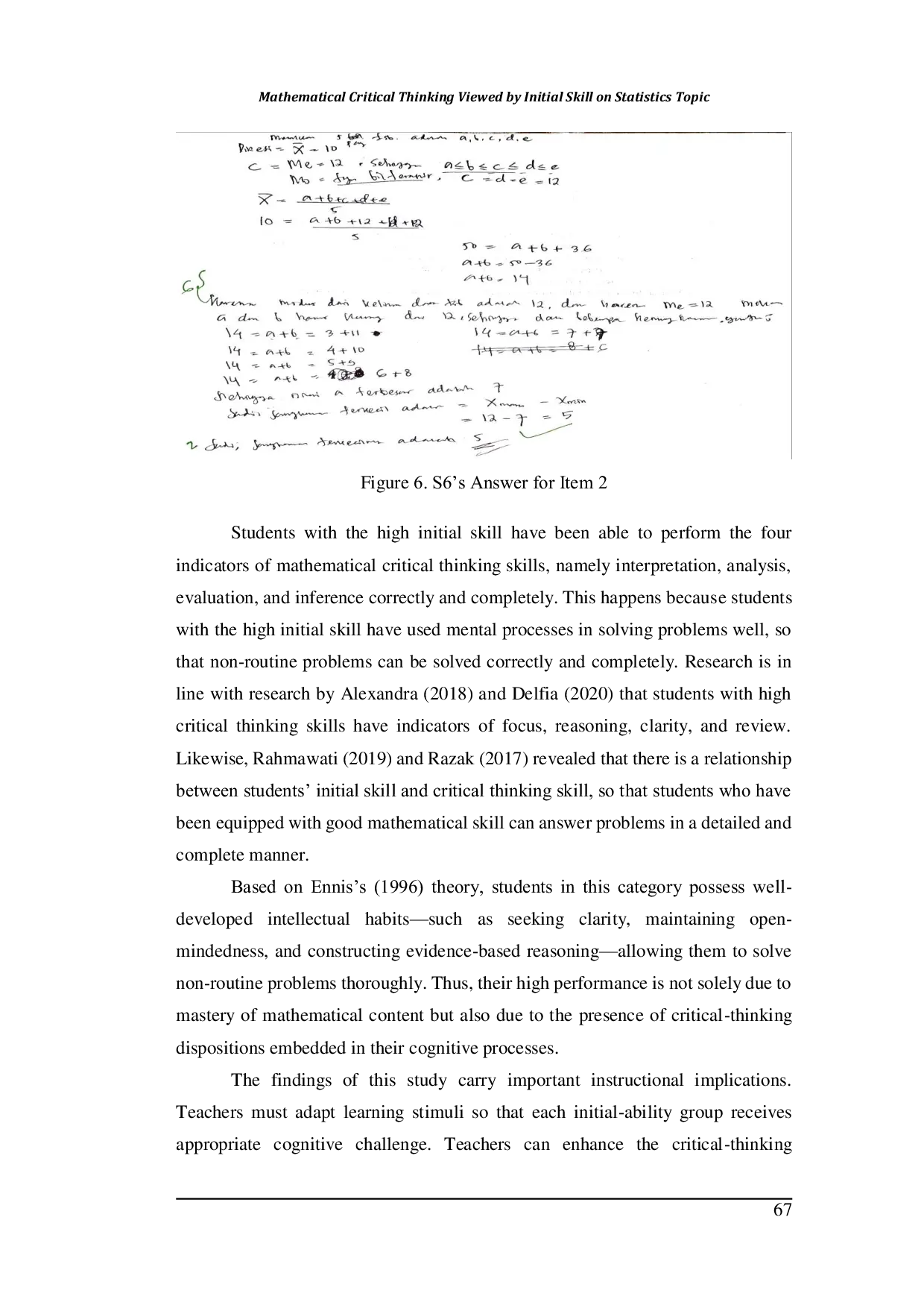 JURIS Mathematical Critical Thinking Viewed by Initial Skill on Statistics Topic