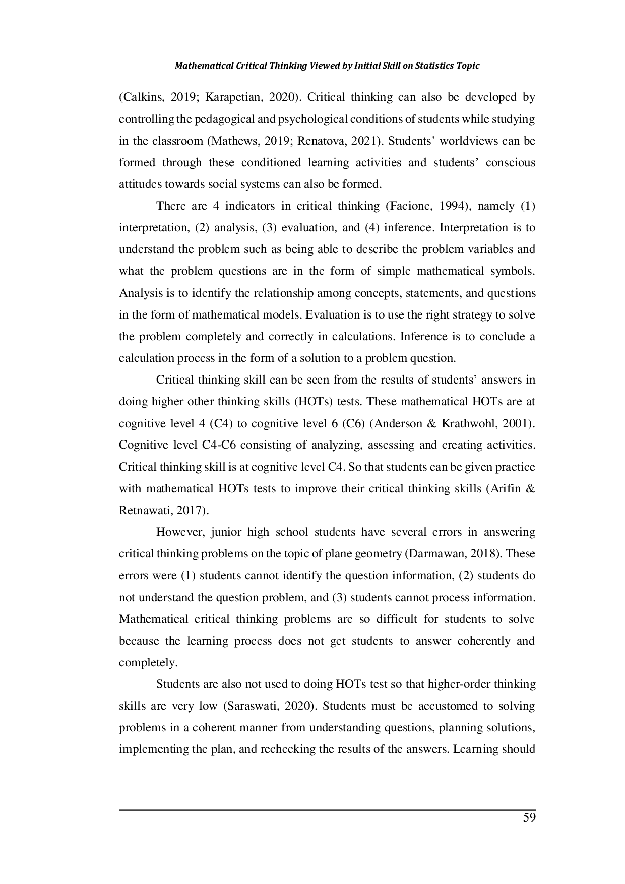 JURIS Mathematical Critical Thinking Viewed by Initial Skill on Statistics Topic