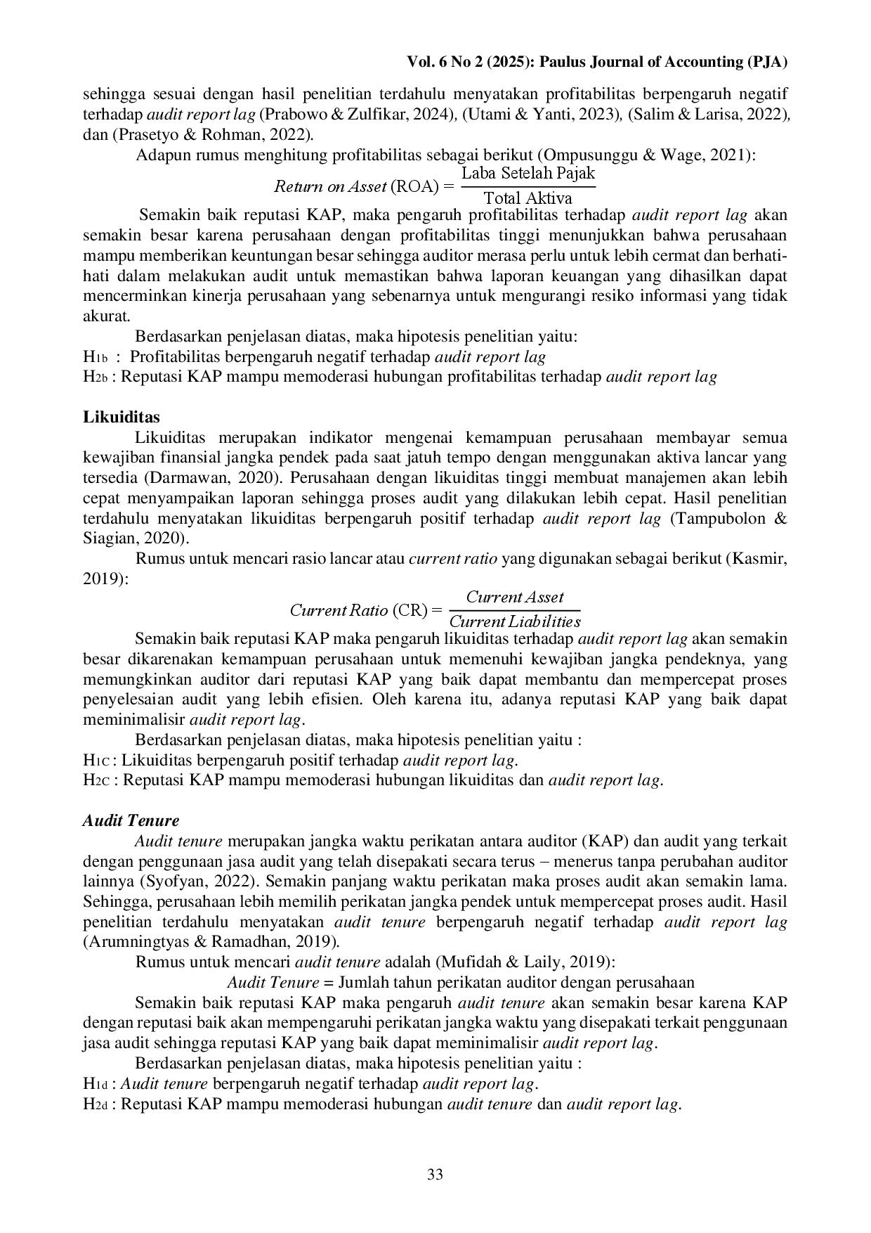 juris Audit Report Lag Dengan Reputasi Kap Sebagai Variabel Moderasi Pada Perusahaan Yang Terdaftar Di Bei Periode 2021 2023