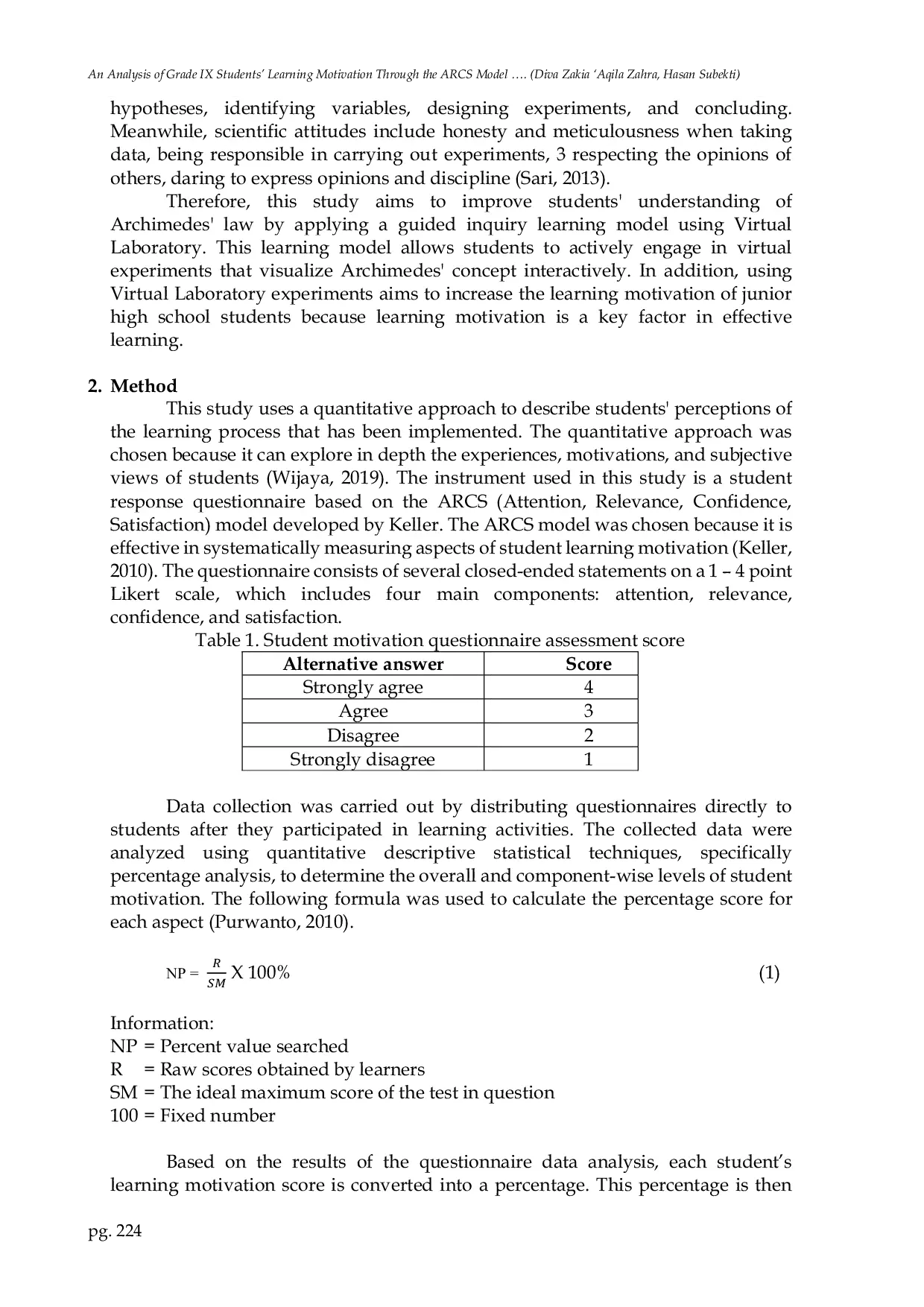 JURIS An Analysis of Grade IX Students Learning Motivation Through the ARCS Model Supported by PhET Simulations