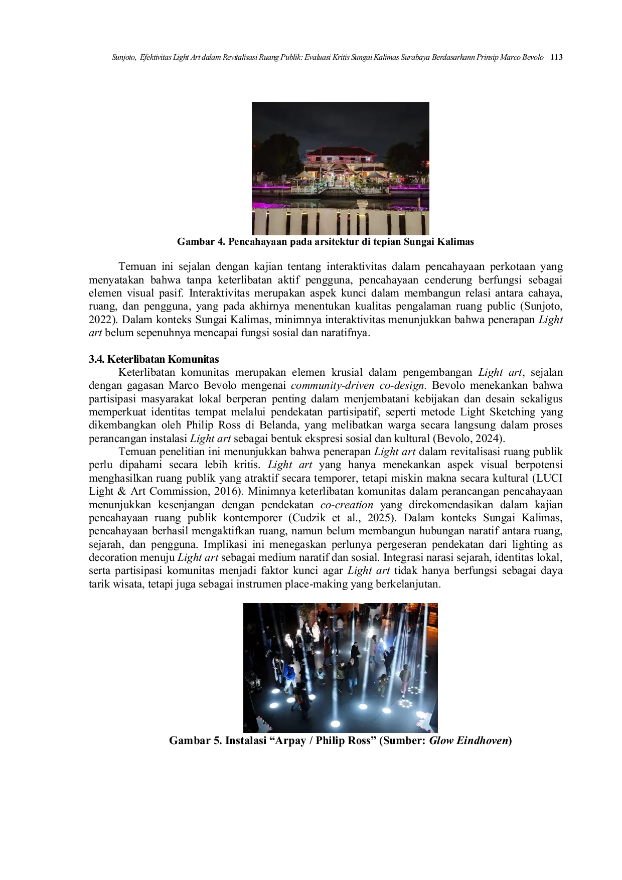 JURIS Efektivitas Light Art dalam Revitalisasi Ruang Publik Evaluasi Kritis Sungai Kalimas Surabaya Berdasarkann Prinsip Marco Bevolo