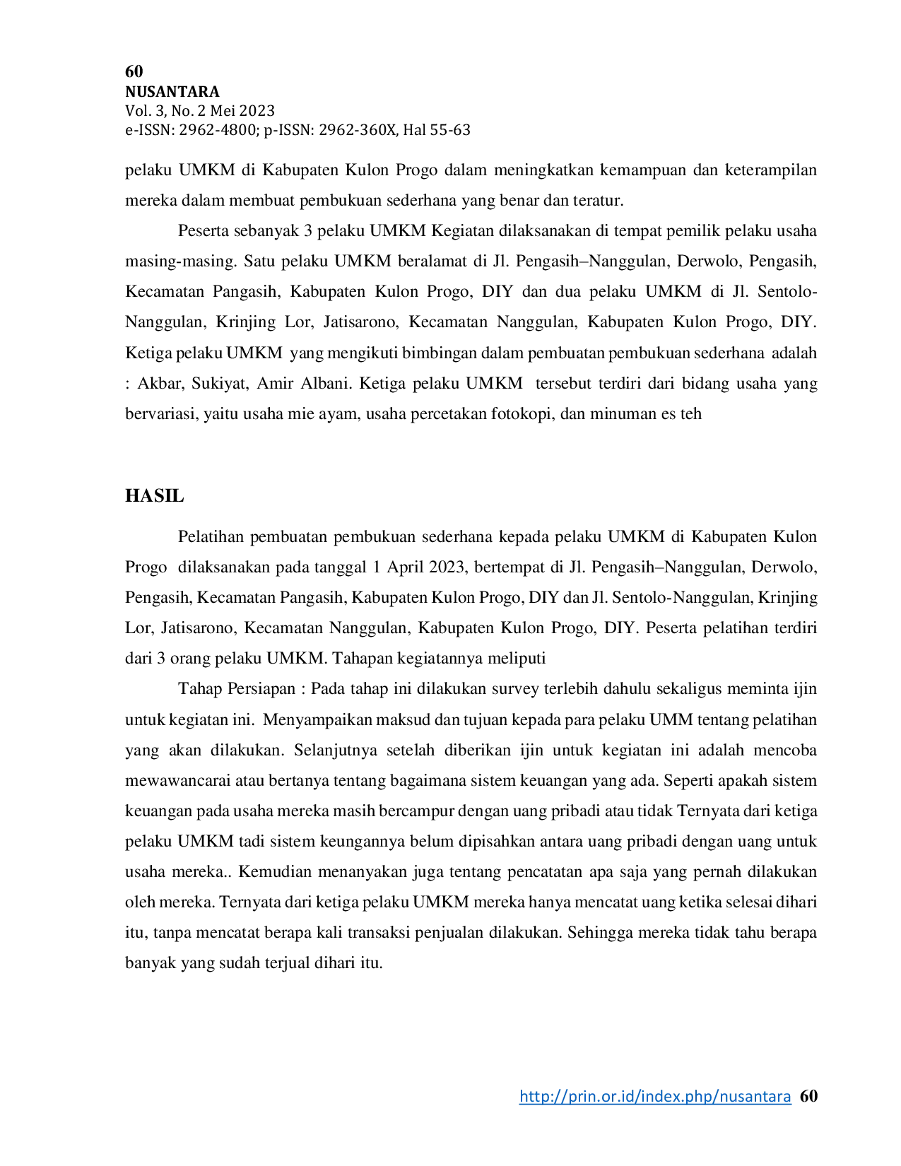 JURIS Pelatihan Pembukuan Sederhana Bagi Pelaku UMKM di Kabupaten Kulon Progo