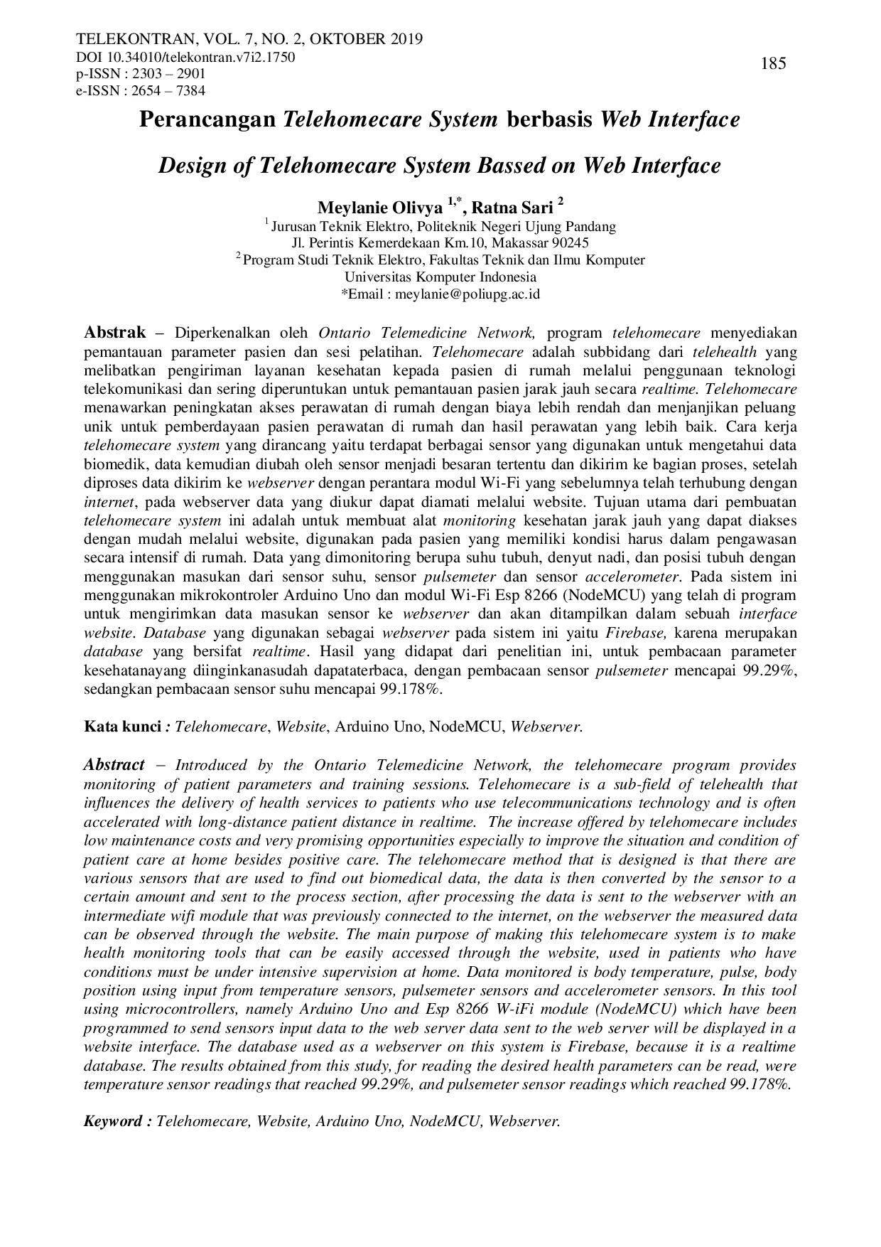 JURIS Perancangan Telehomecare System dengan Interface Web