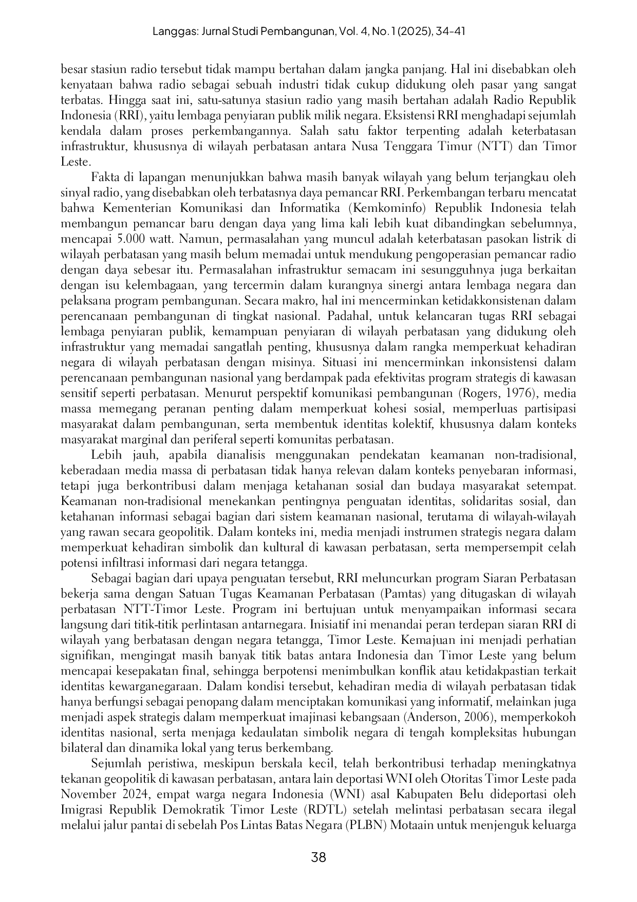 JURIS Media Massa dan Pembentukan Identitas Nasional di Kawasan Perbatasan Indonesia Timor Leste