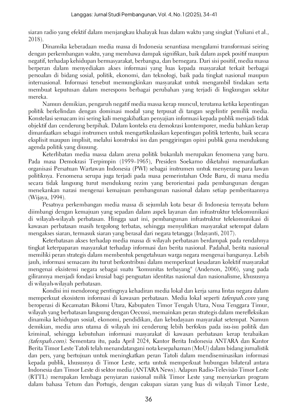 JURIS Media Massa dan Pembentukan Identitas Nasional di Kawasan Perbatasan Indonesia Timor Leste