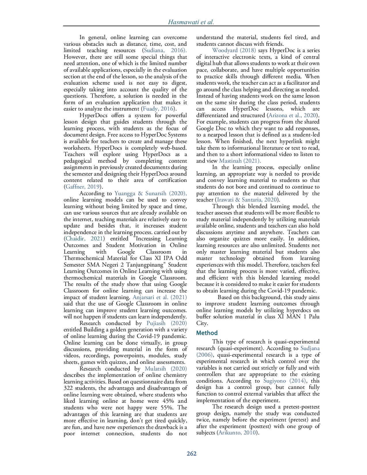 JURIS Pemanfaatan Hyperdocs Dalam Model Pembelajaran Online Terhadap Hasil Belajar Siswa