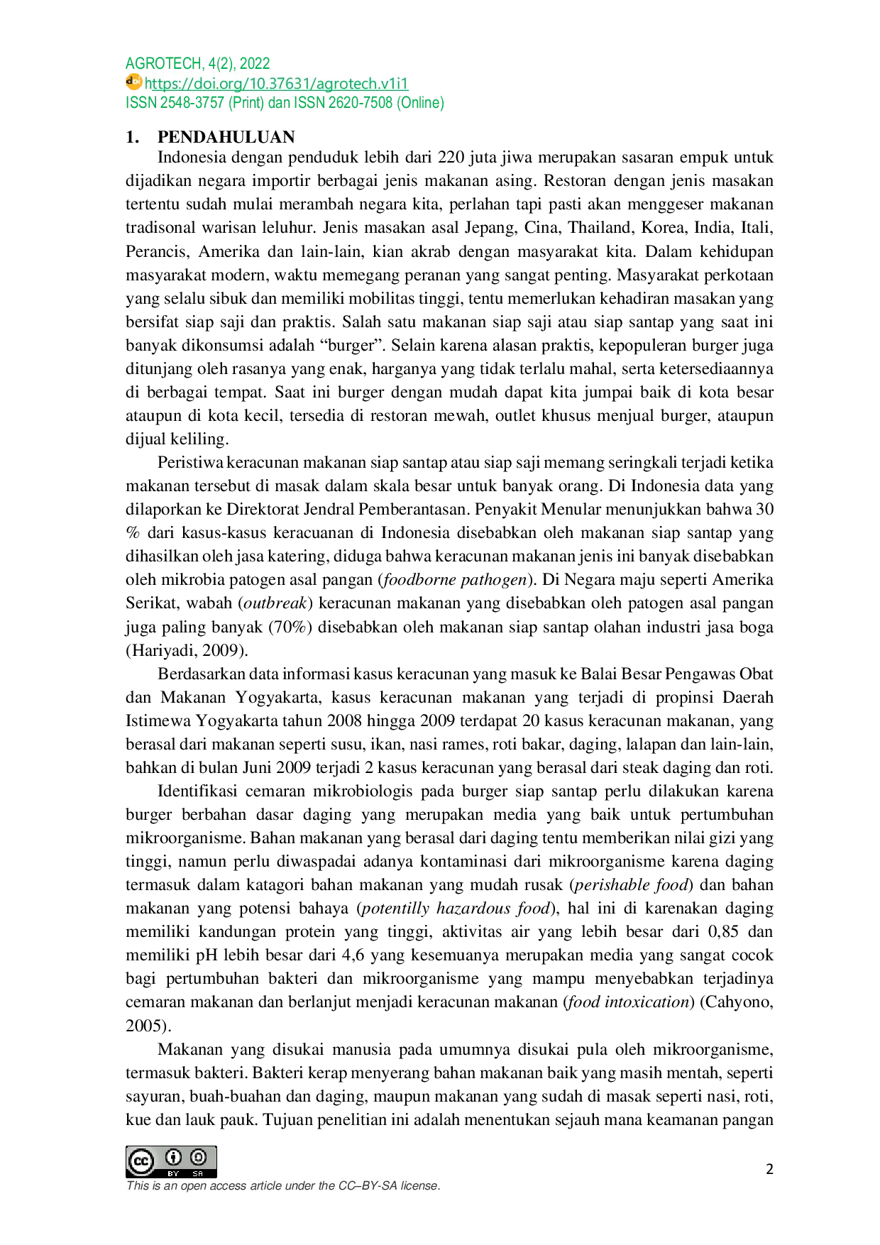 JURIS Identifikasi Cemaran Mikrobia Coliform E coli Salmonella pada Burger Siap Santap Yang Ada Di Yogyakarta