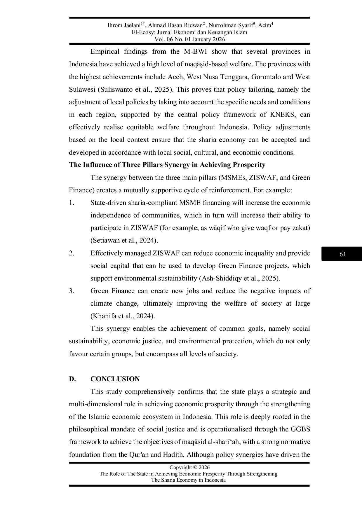 JURIS Peran Negara dalam Mewujudkan Kesejahteraan Ekonomi Melalui Penguatan Ekonomi Syariah di Indonesia