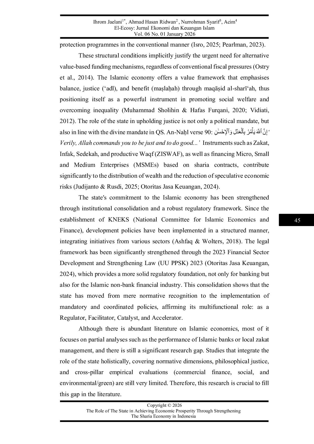 JURIS Peran Negara dalam Mewujudkan Kesejahteraan Ekonomi Melalui Penguatan Ekonomi Syariah di Indonesia