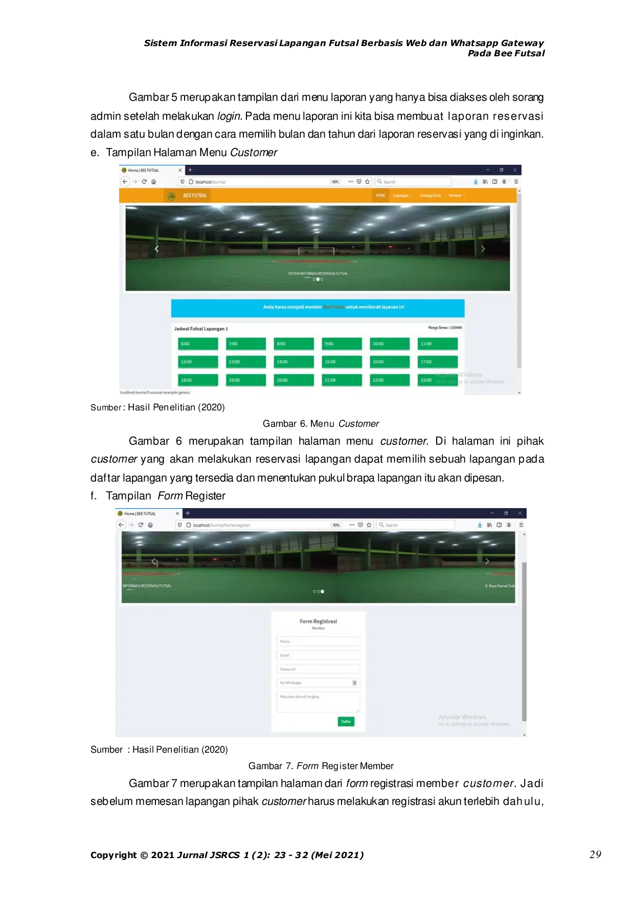 JURIS Sistem Informasi Reservasi Lapangan Futsal Berbasis Web dan Whatsapp Gateway Pada Bee Futsal