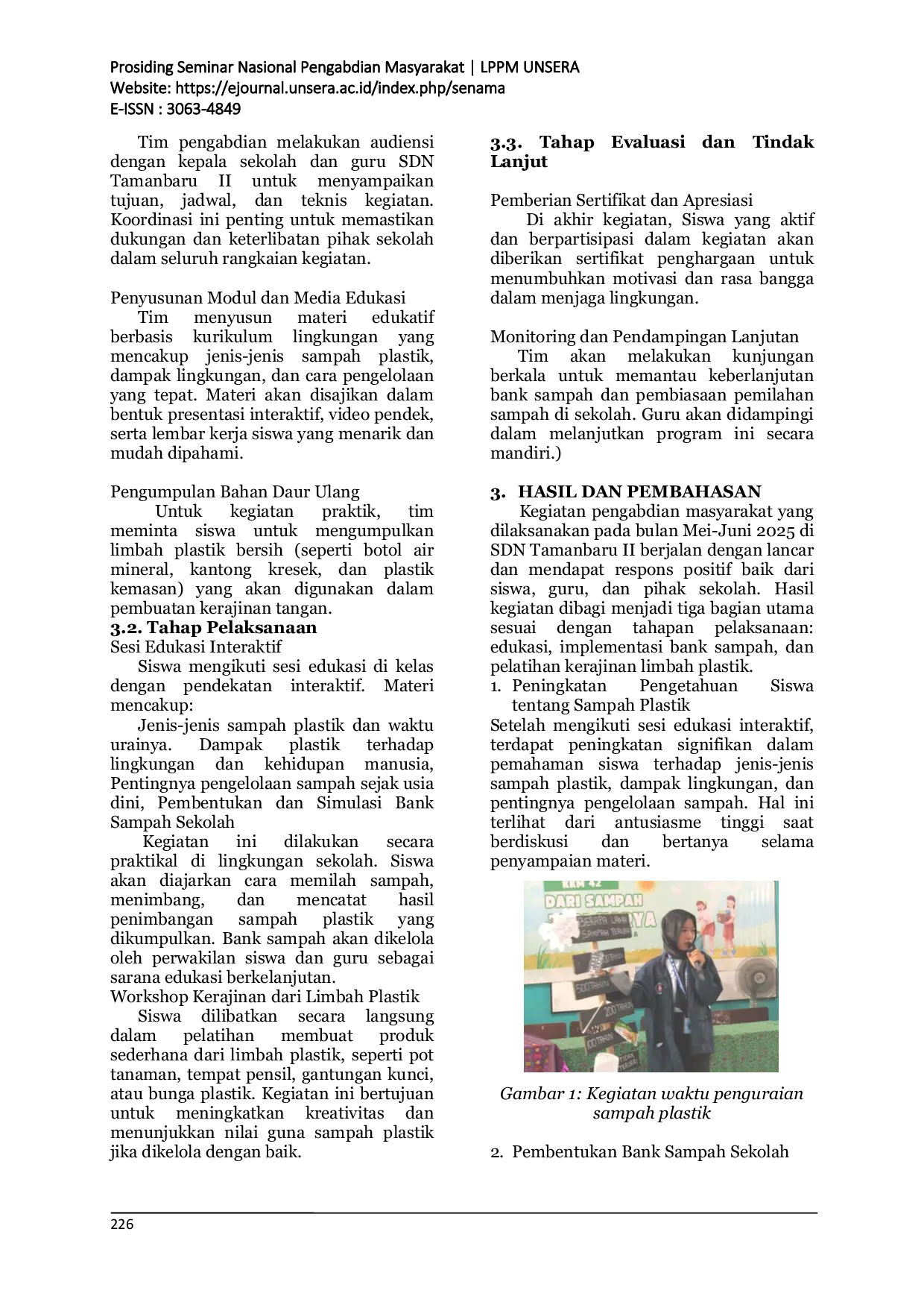 JURIS Transformasi Pola Pikir Siswa SD melalui Pendekatan Edukatif dalam Menghadapi Krisis Sampah Plastik