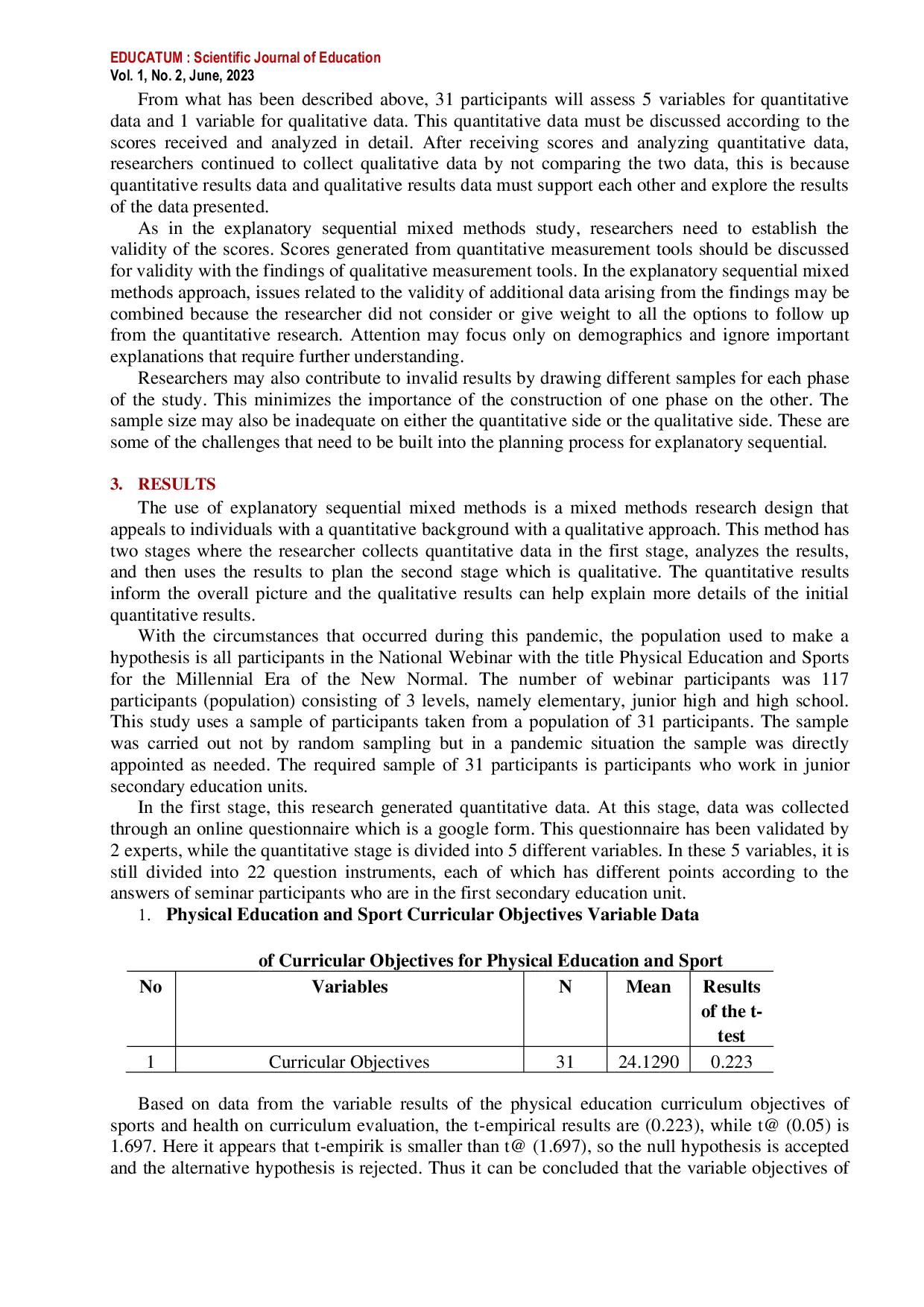JURIS EVALUATION OF THE PHYSICAL EDUCATION SPORTS AND HEALTH CURRICULUM FOR JUNIOR HIGH SCHOOL