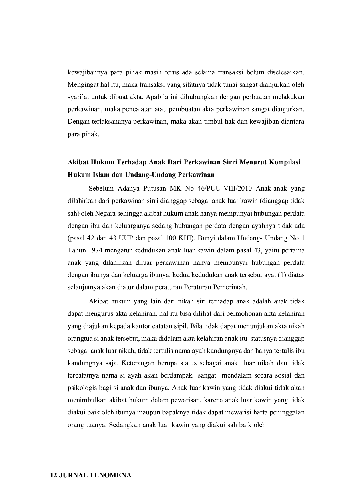 JURIS Akibat Hukum Perkawinan Sirri Terhadap Status Istri Dan Anak Ditinjau Dari Kompilasi Hukum Islam Dan Undang Undang Perkawinan
