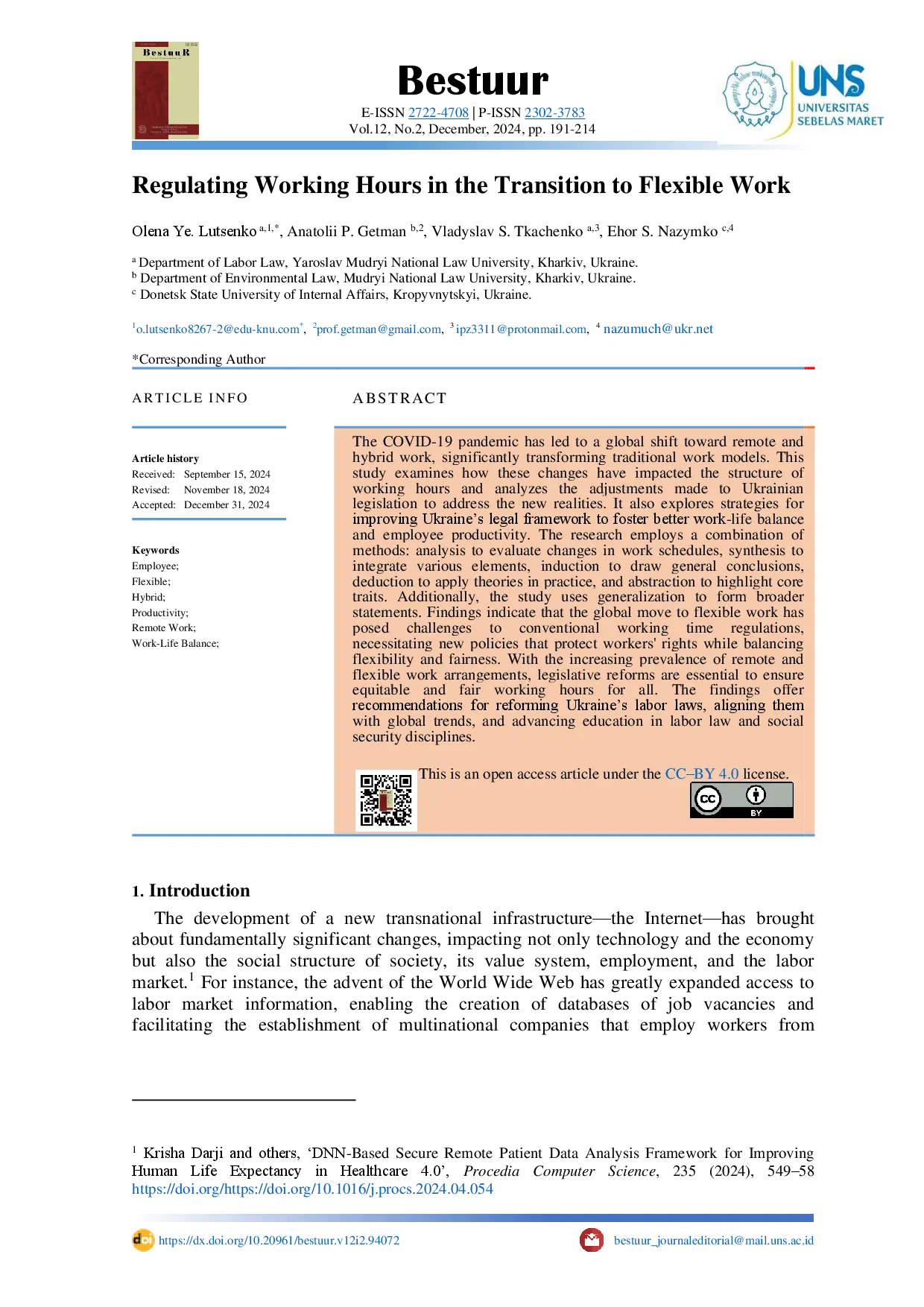 juris Regulating Working Hours in the Transition to Flexible Work