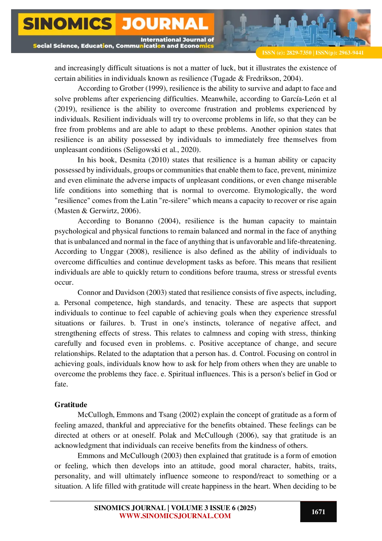 JURIS The Relationship Between Gratitude and Resilience in Workers Who Experienced Layoffs Due to the Covid 19 Pandemic
