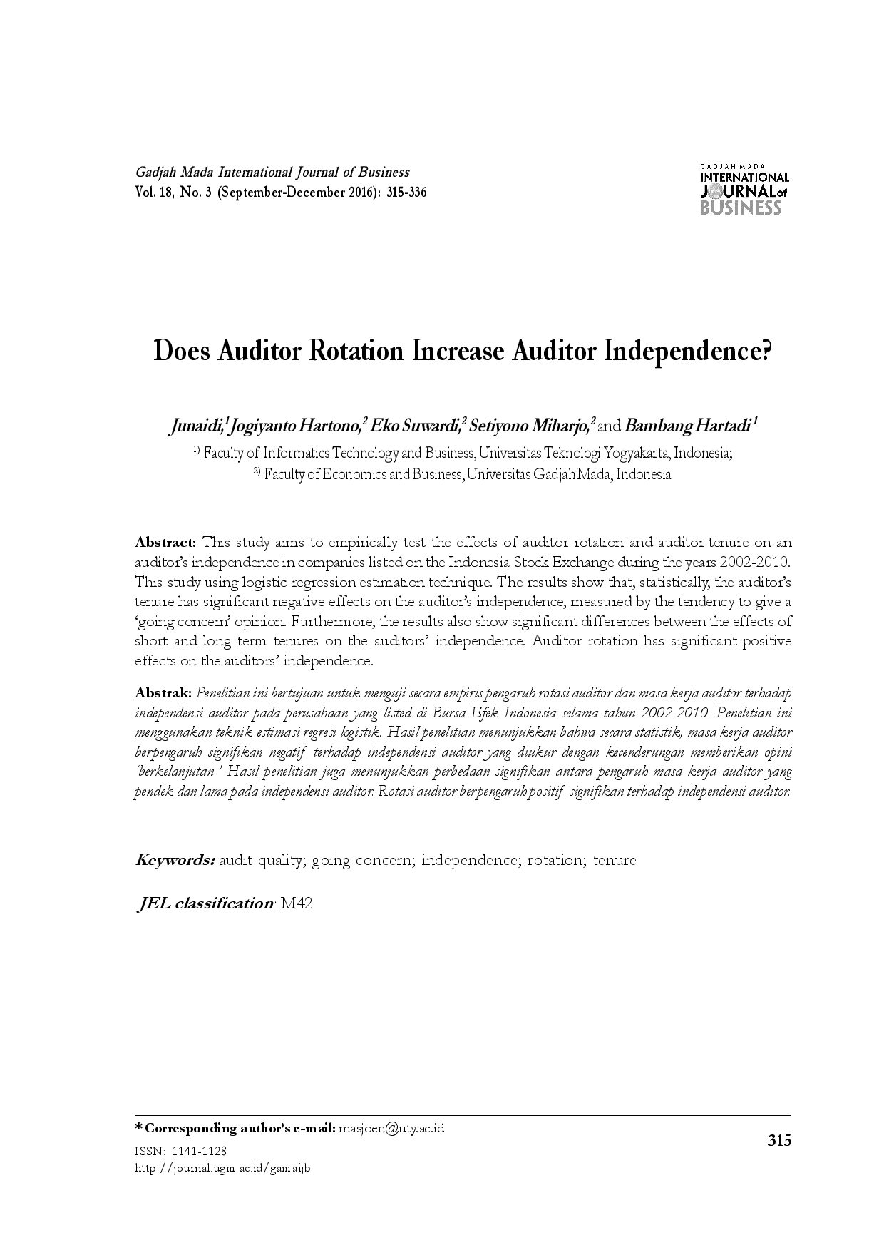 juris Does Auditor Rotation Increase Auditor Independence