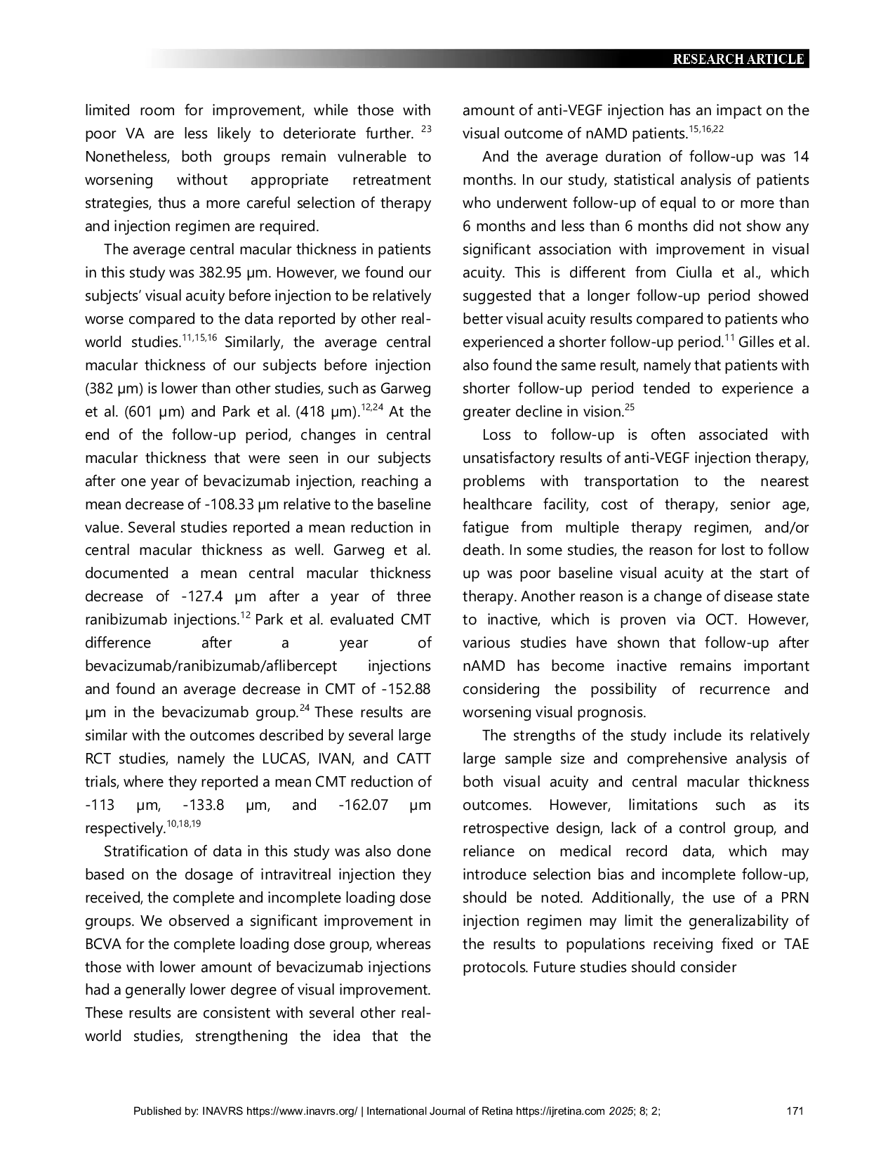 JURIS Real World Evaluation of the Effectiveness of Intravitreal Bevacizumab Injection for Neovascular Age Related Macular Degeneration at Cipto Mangunkusumo National Referral Hospital