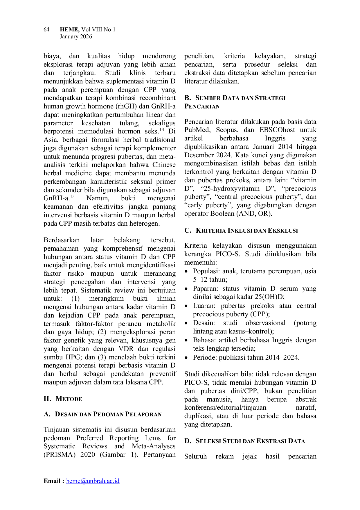 JURIS Peran Vitamin D dalam Regulasi Pubertas Dini dan Pubertas Prekoks Sentral pada Anak Tinjauan Sistematis