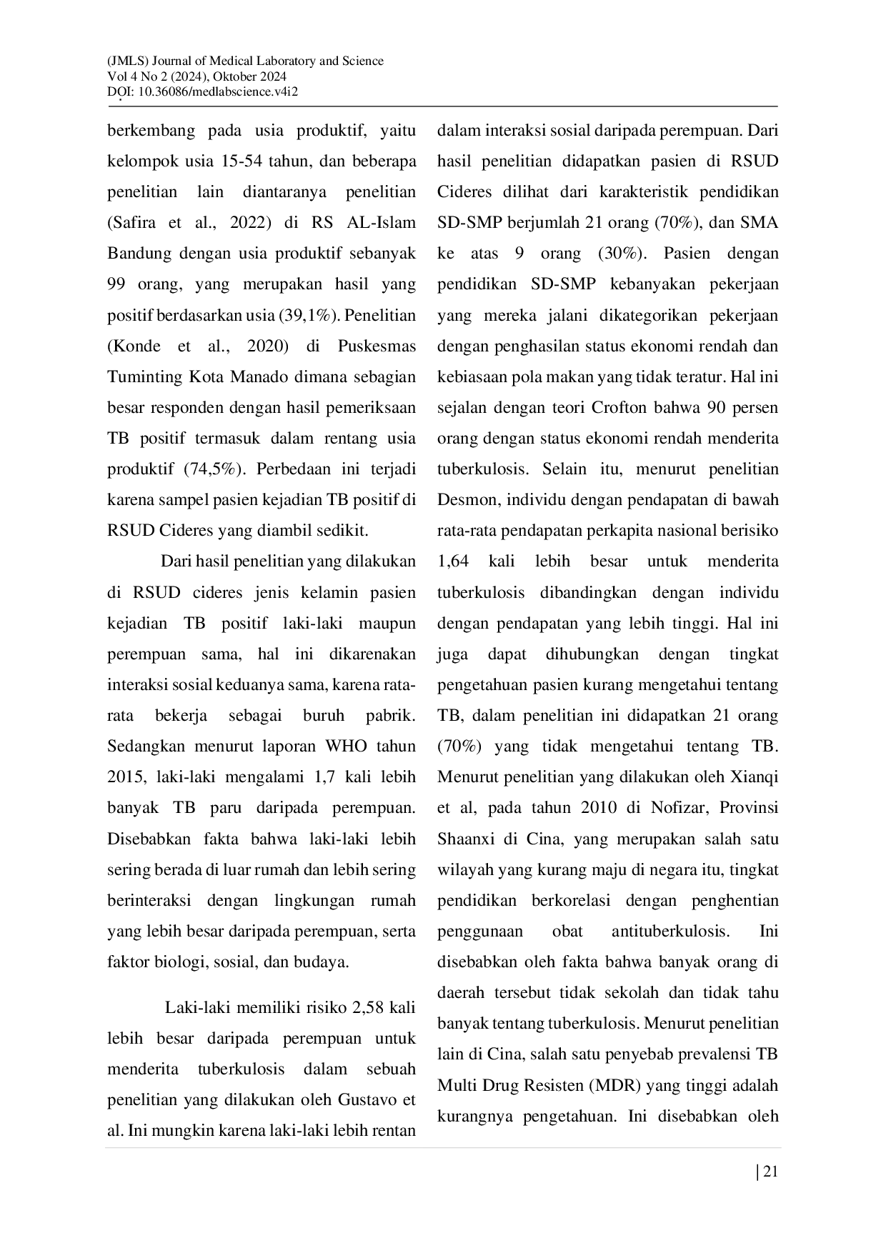 JURIS Prevalensi Penderita Tuberkulosis di Poli Directly Observed Treatment Short Course DOTS RSUD Cideres
