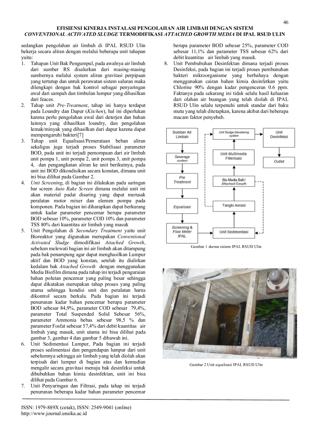 JURIS Efisiensi Kinerja Instalasi Pengolahan Air Limbah dengan Sistem Conventional Activated Sludge Termodifikasi Attached Growth Media di IPAL RSUD Ulin