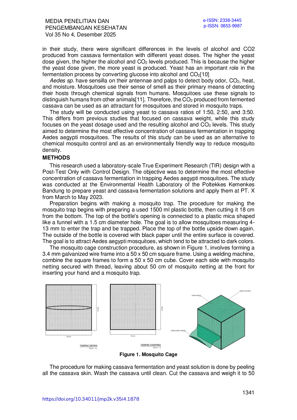 JURIS Efektivitas Fermentasi Singkong Manihot Utilissima Sebagai Atraktan Perangkap Nyamuk Aedes Aegypti Di PT X Tahun 2023