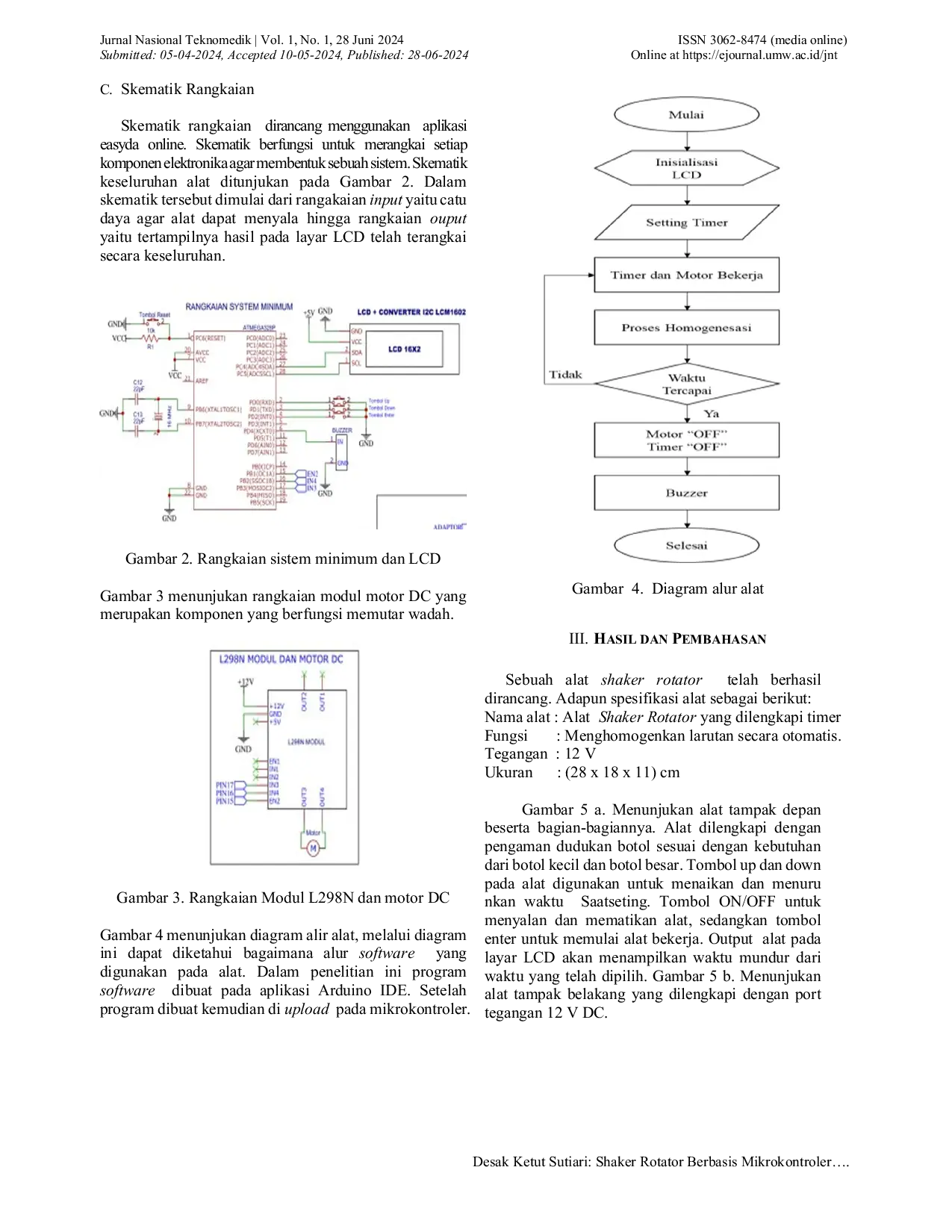 JURIS Shaker Rotator Berbasis Mikrokontralor Atmega 328 Menggunakan Motor Gearbox