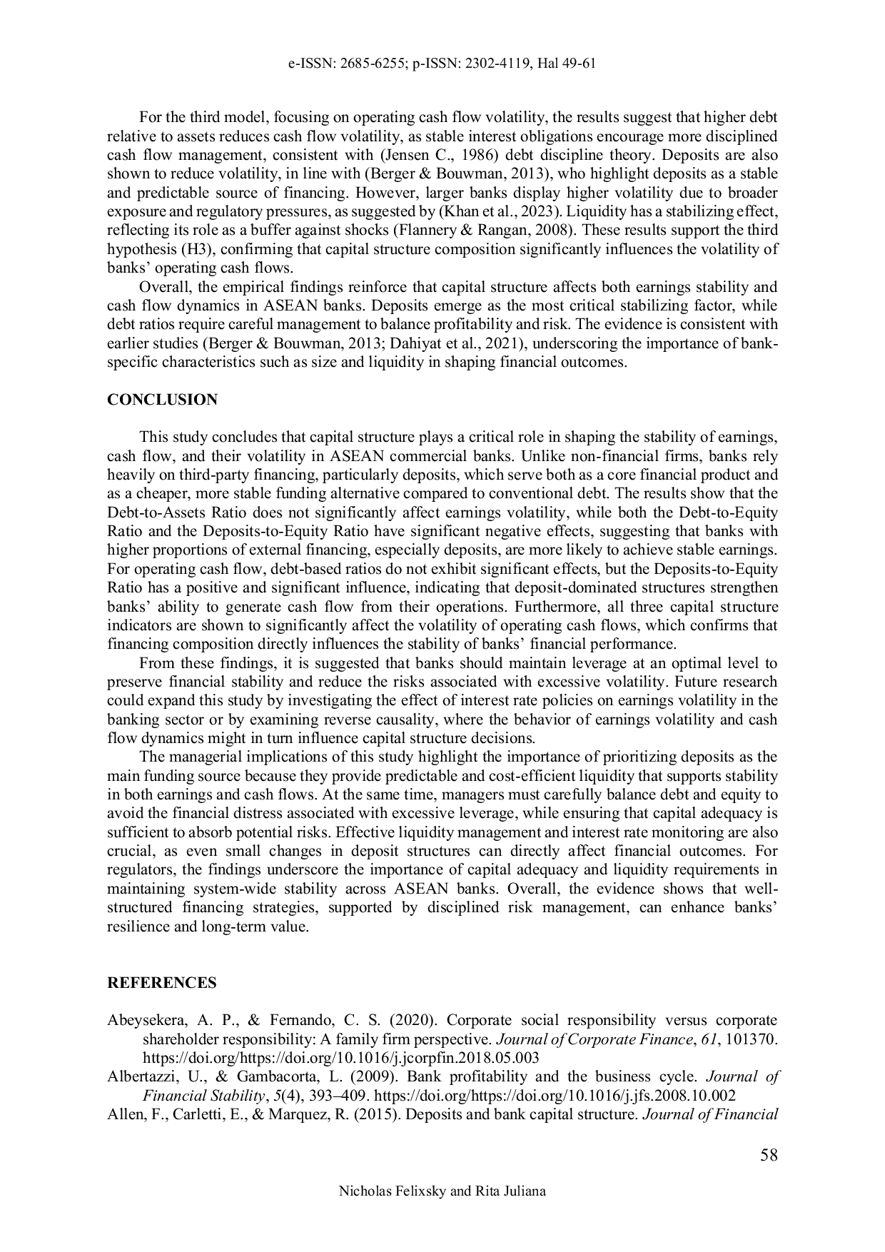 JURIS Capital Structure and Earnings Volatility and Cash Flow Evidence from ASEAN Commercial Banks