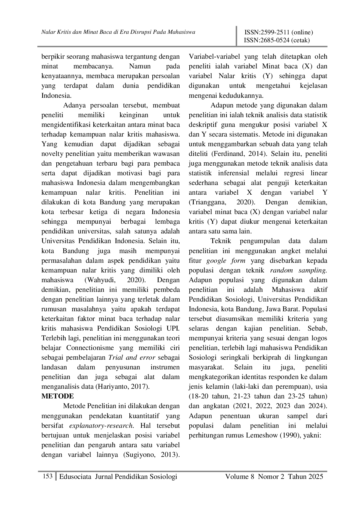 JURIS Nalar Kritis dan Minat Baca di Era Disrupsi Pada Mahasiswa