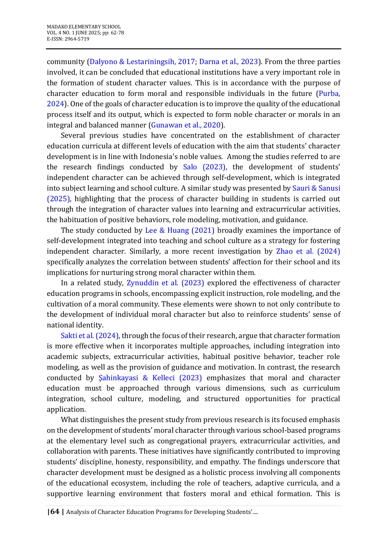 JURIS Analysis of Character Education Programs for Developing Students Morals in Elementary Schools