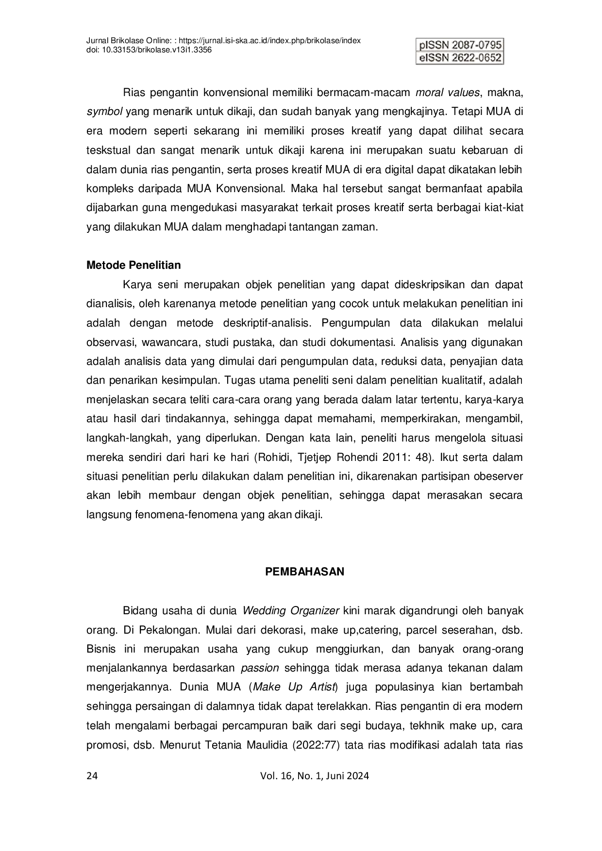 JURIS Proses Kreatif MUA Make Up Artist Pekalongan dalam Menghadapi Tantangan di Era Digital