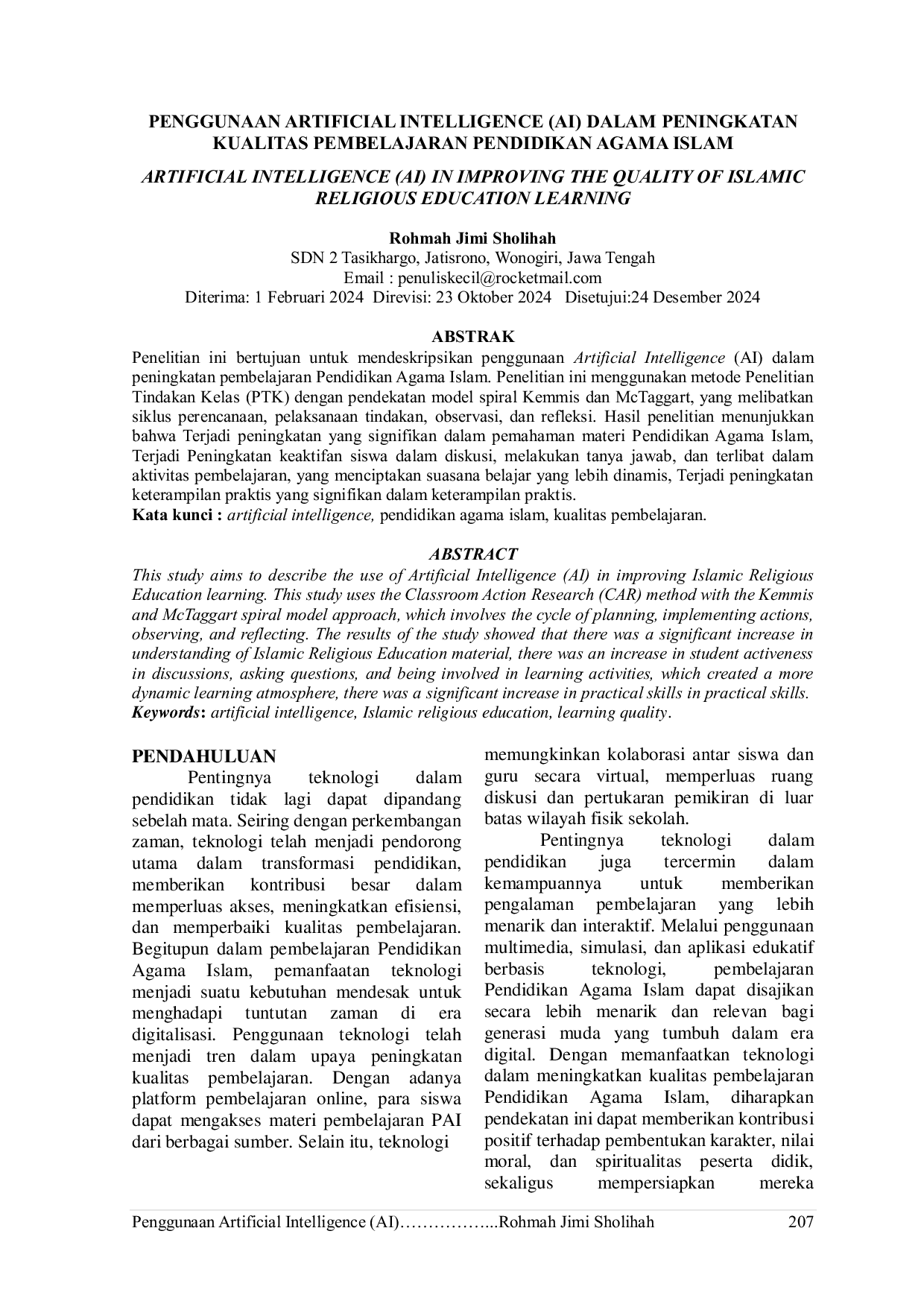 JURIS Penggunaan Artificial Intelligence Ai Dalam Peningkatan Kualitas Pembelajaran Pendidikan Agama Islam