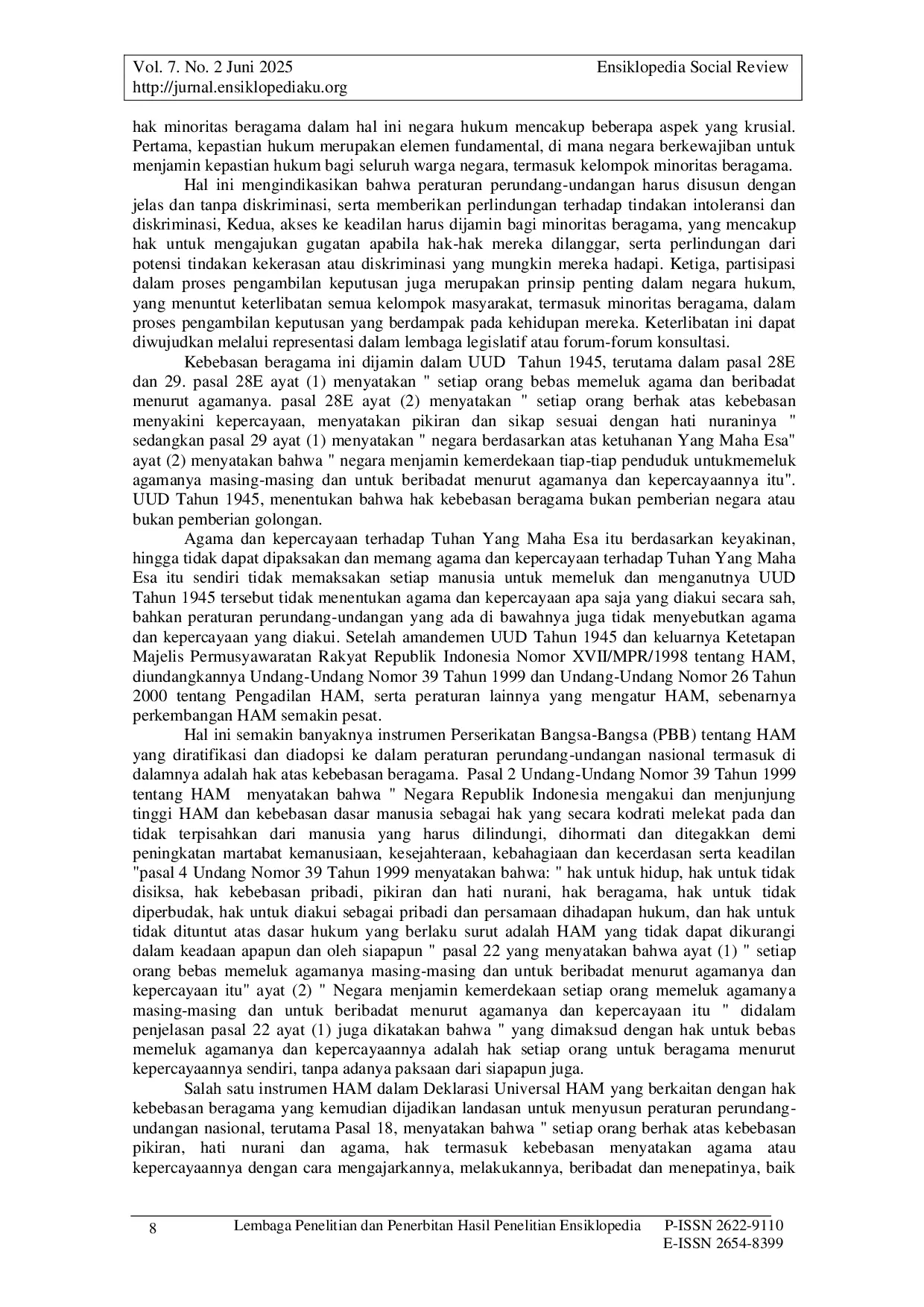 JURIS Negara Hukum dan Pluralisme Agama Tinjauan terhadap Perlindungan Hak Minoritas Beragama di Indonesia