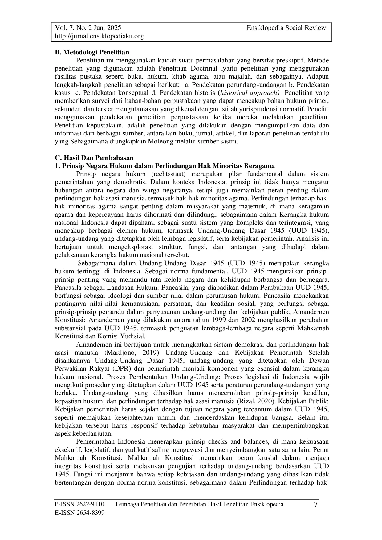 JURIS Negara Hukum dan Pluralisme Agama Tinjauan terhadap Perlindungan Hak Minoritas Beragama di Indonesia