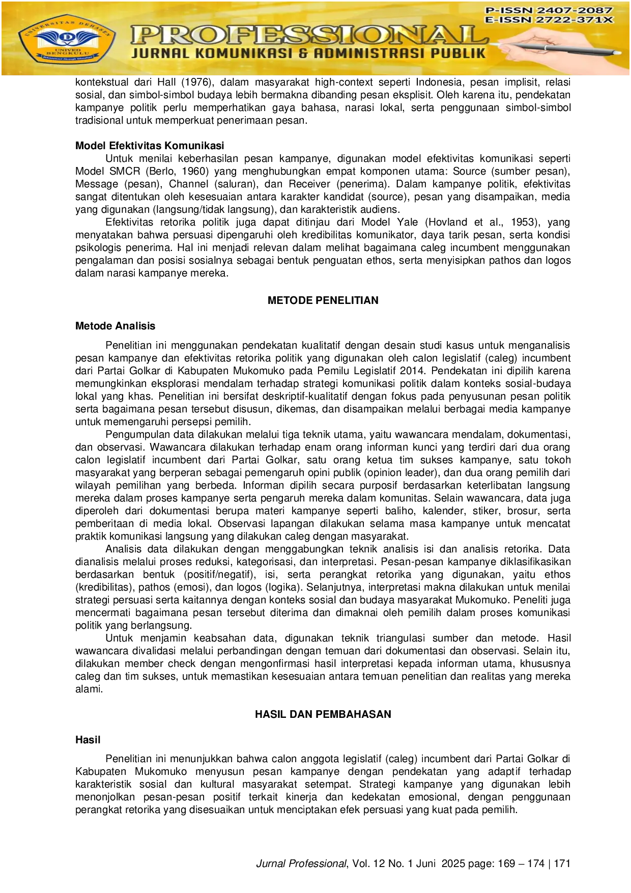 JURIS Pesan Kampanye Dan Efektivitas Retorika Politik