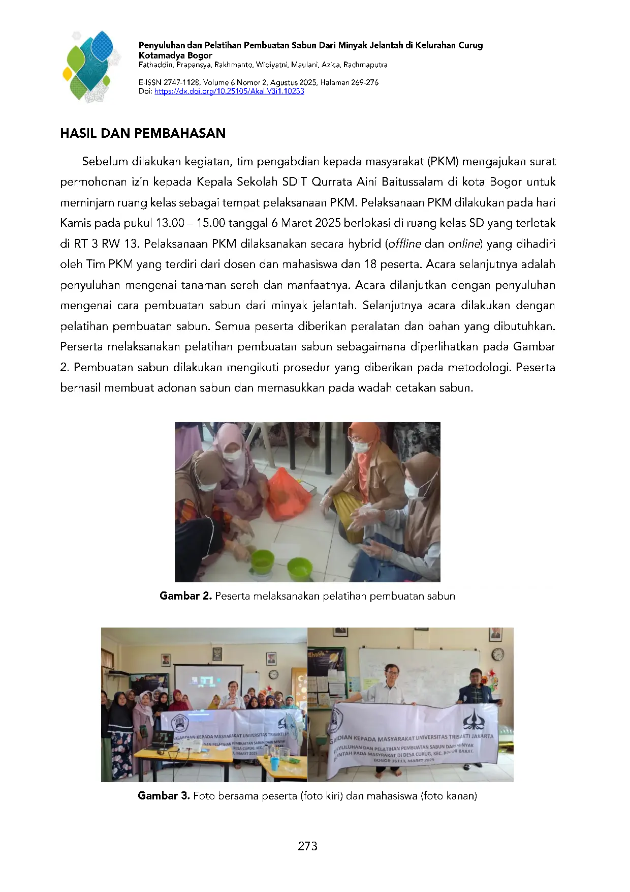 JURIS Penyuluhan dan Pelatihan Pembuatan Sabun dari Minyak Jelantah di Kelurahan Curug Kotamadya Bogor