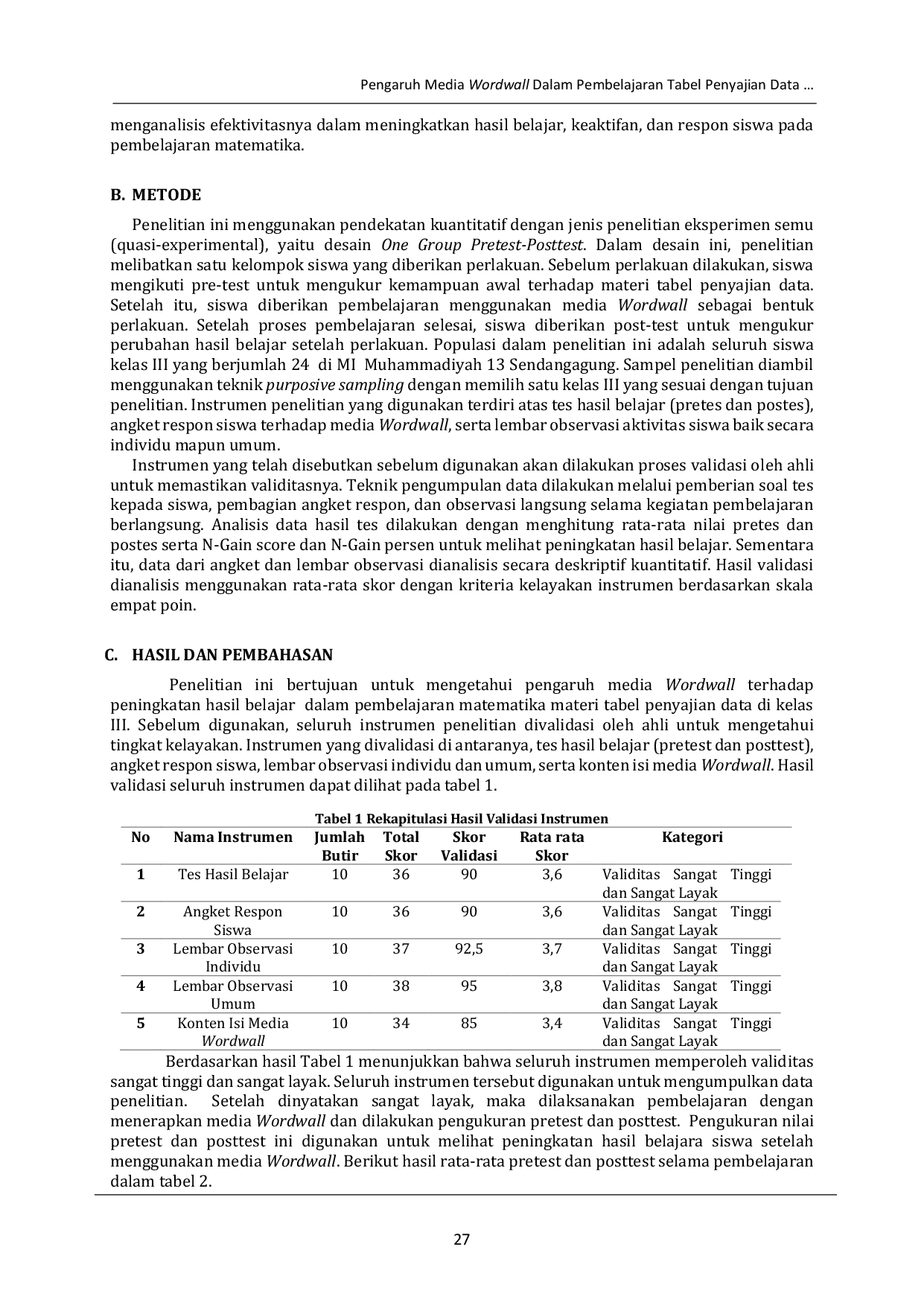 JURIS Pengaruh Media Wordwall Dalam Pembelajaran Tabel Penyajian Data Terhadap Peningkatan Hasil Belajar Siswa Kelas III