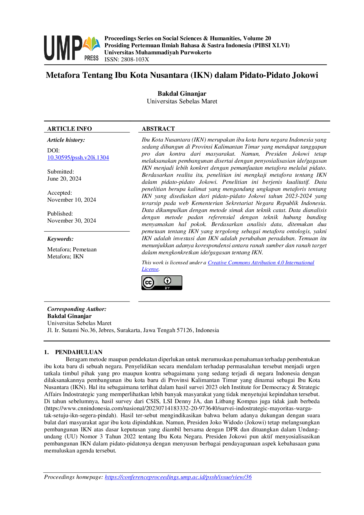 JURIS Metafora Tentang Ibu Kota Nusantara IKN dalam Pidato Pidato Jokowi
