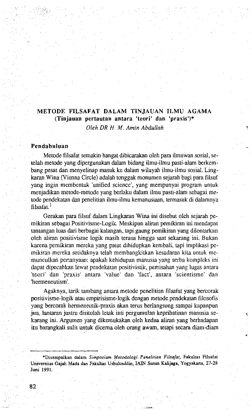 juris Metode Filsafat dalam Tinjauan Ilmu Agama Tinjauan Pertautan antara Teori dan Praxis