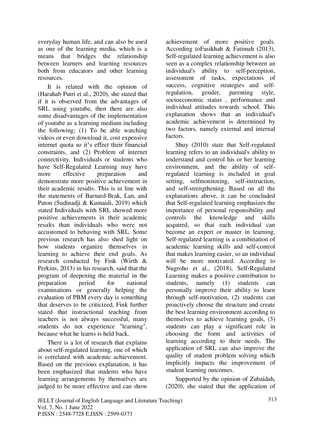 JURIS The Use of YouTube Based Learning Media to Attract Students Self Regulated Learning Skills During COVID 19 Pandemic