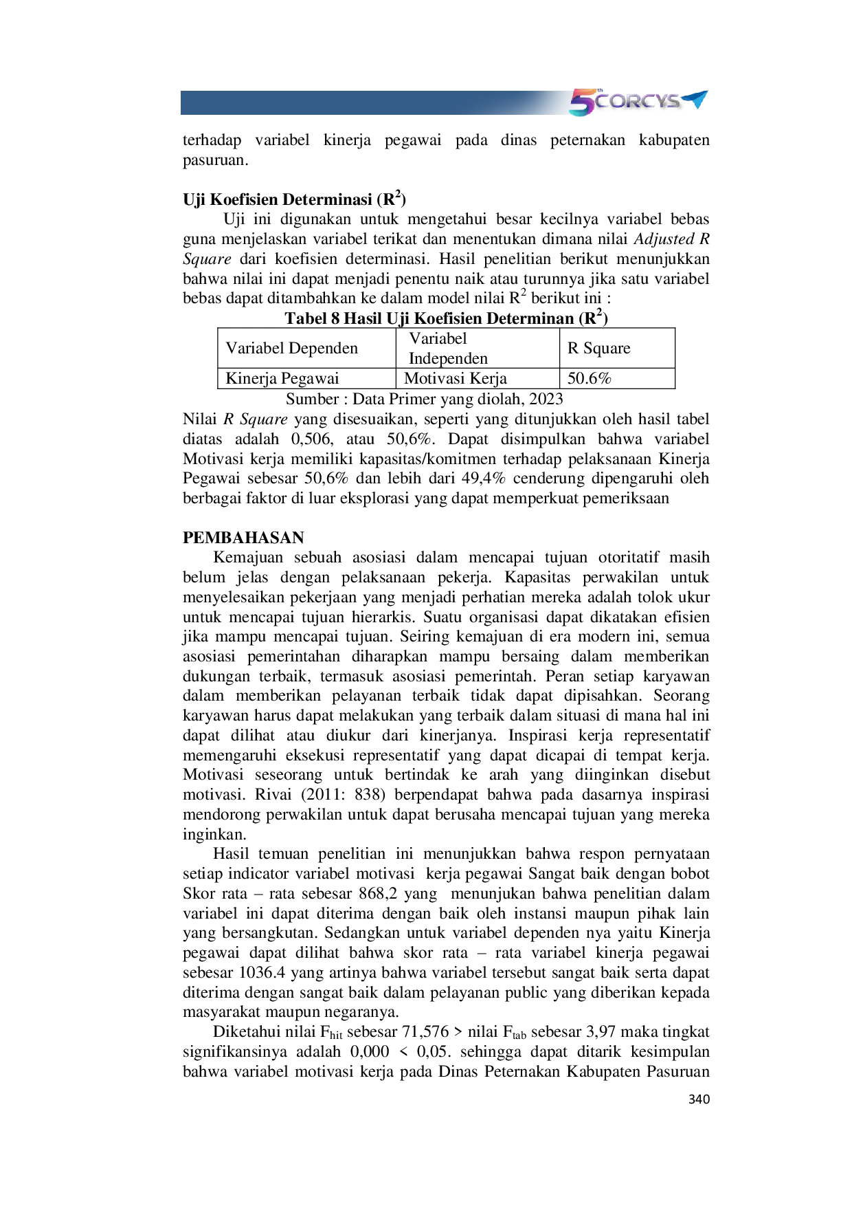 JURIS Pengaruh Motivasi Kerja Terhadap Kinerja Pegawai Pada Dinas Peternakan Kabupaten Pasuruan