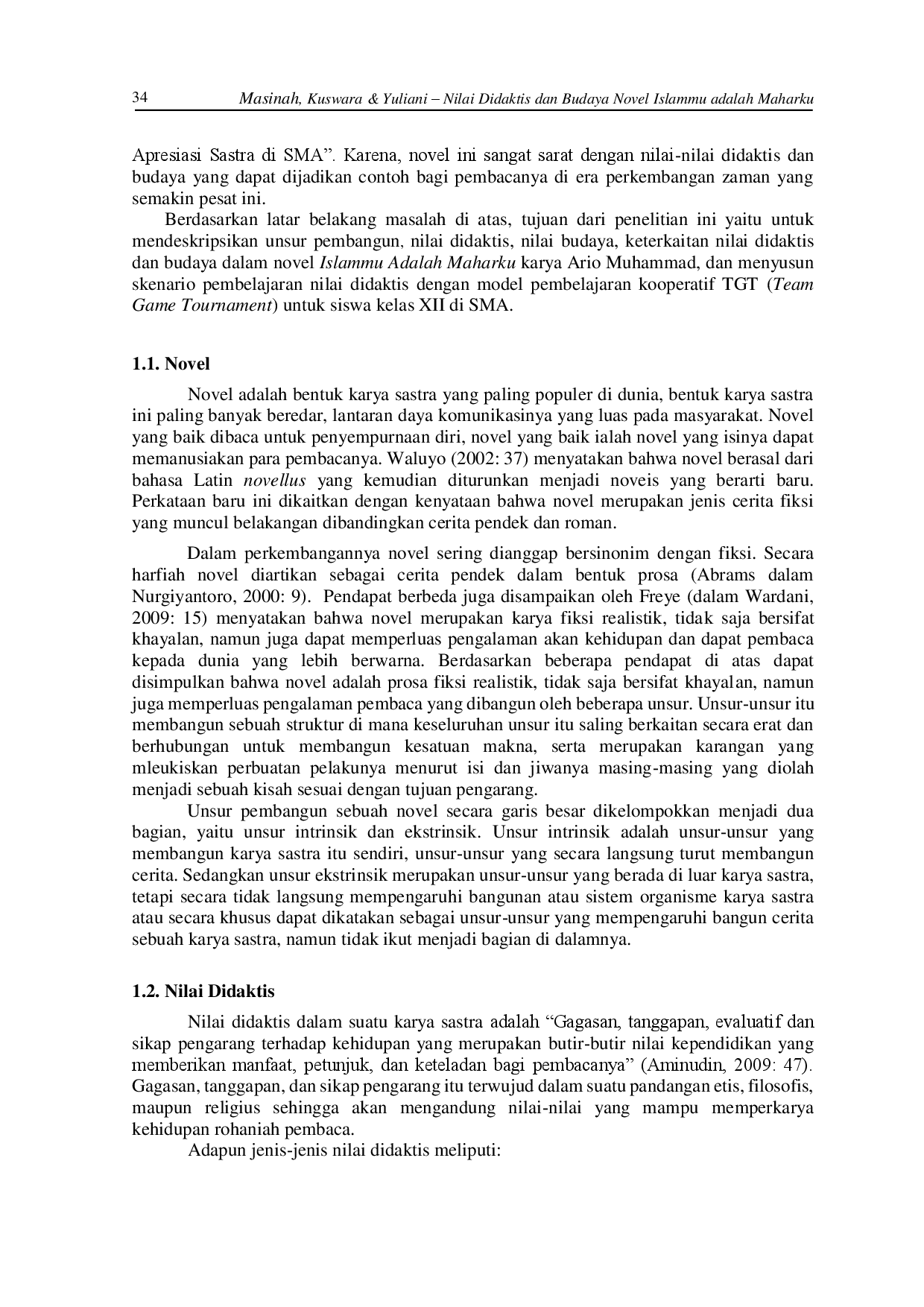 juris Nilai Didaktis Dan Budaya Novel Islammu Adalah Maharku Karya Ario Muhammad Sebagai Upaya Pemanfaatan Bahan Pembelajaran Apresiasi Sastra Di SMA