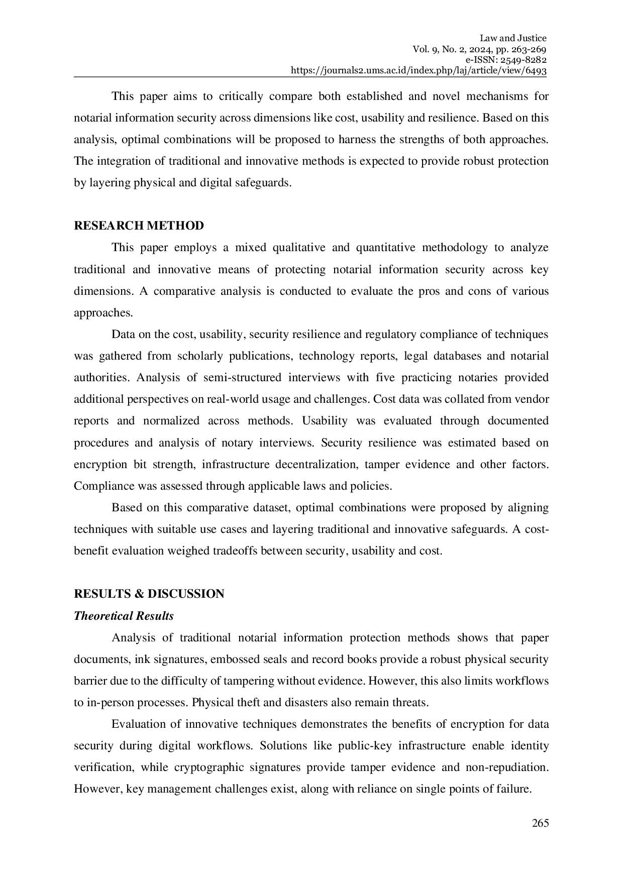 JURIS Optimal Combination of Traditional and Innovative Means of Protecting Notarial Information