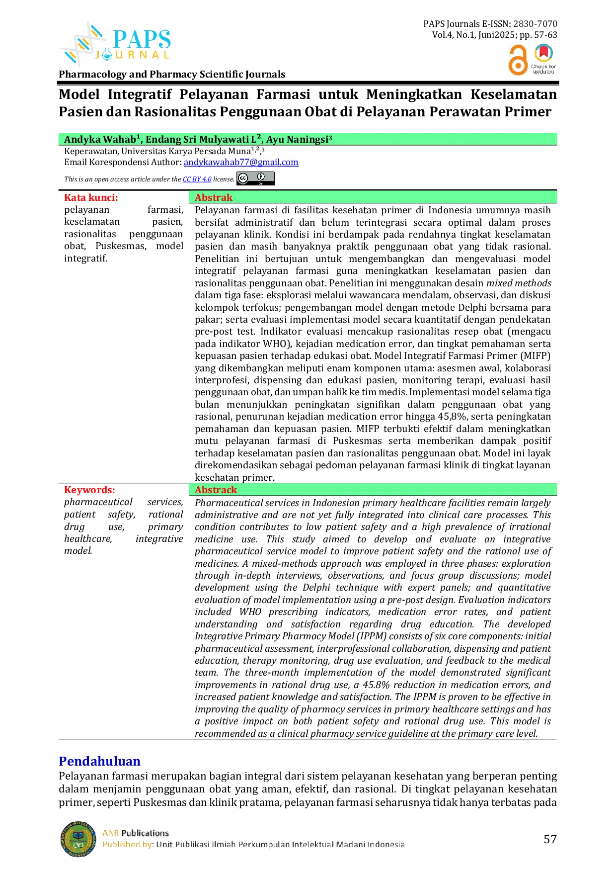 JURIS Model Integratif Pelayanan Farmasi untuk Meningkatkan Keselamatan Pasien dan Rasionalitas Penggunaan Obat di Pelayanan Perawatan Primer