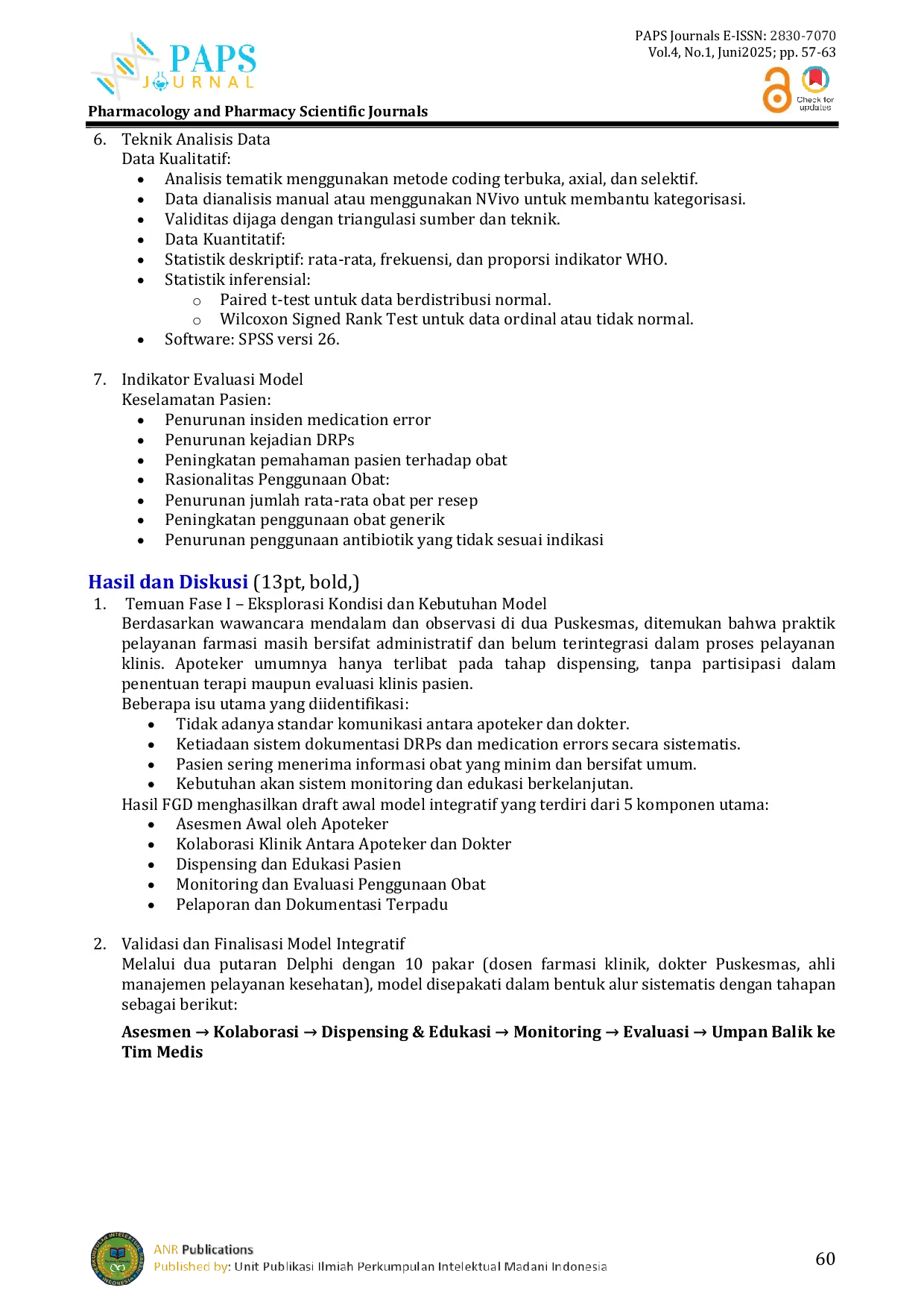 JURIS Model Integratif Pelayanan Farmasi untuk Meningkatkan Keselamatan Pasien dan Rasionalitas Penggunaan Obat di Pelayanan Perawatan Primer