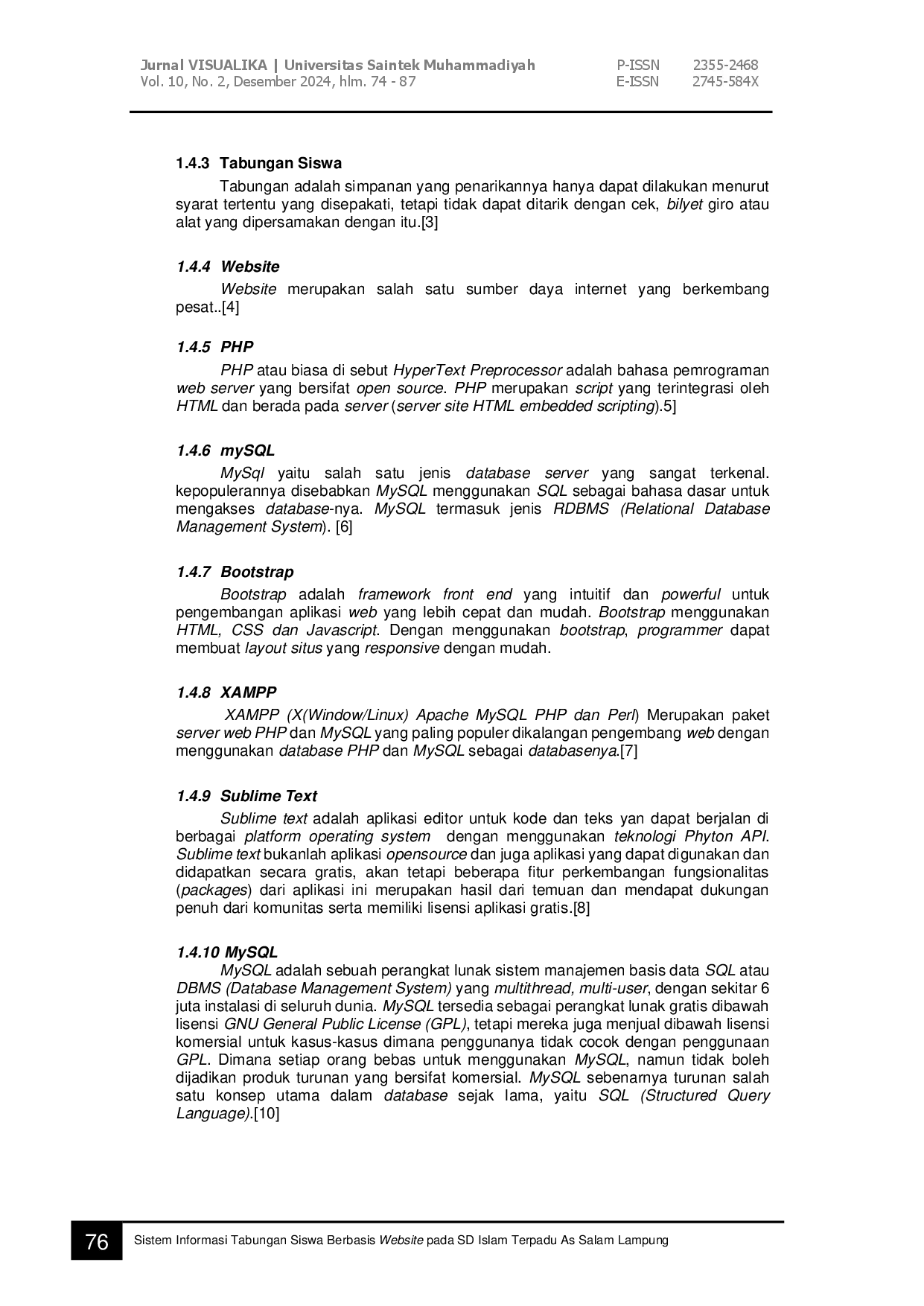 juris Sistem Informasi Tabungan Siswa Berbasis Website Pada SD Islam Terpadu As Salam Lampung