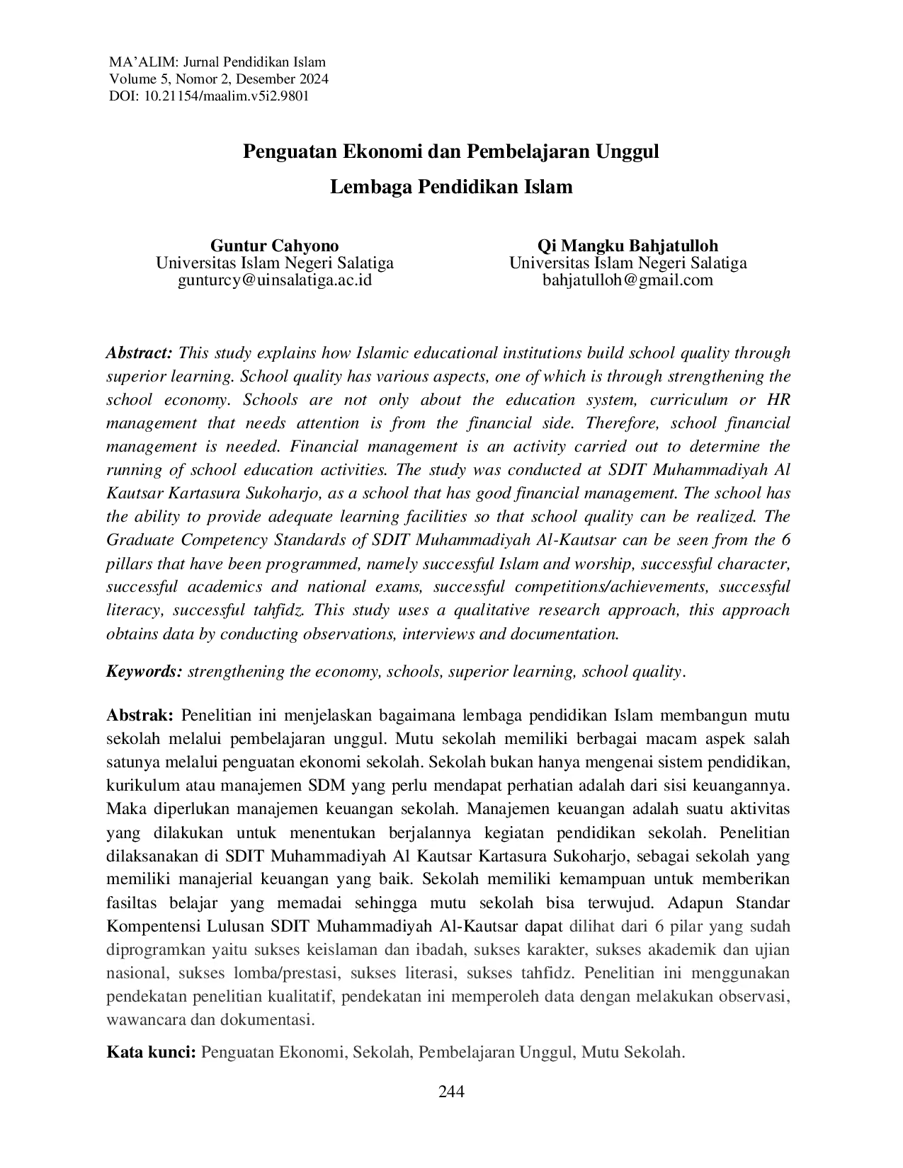 JURIS Penguatan Ekonomi dan Pembelajaran Unggul Lembaga Pendidikan Islam