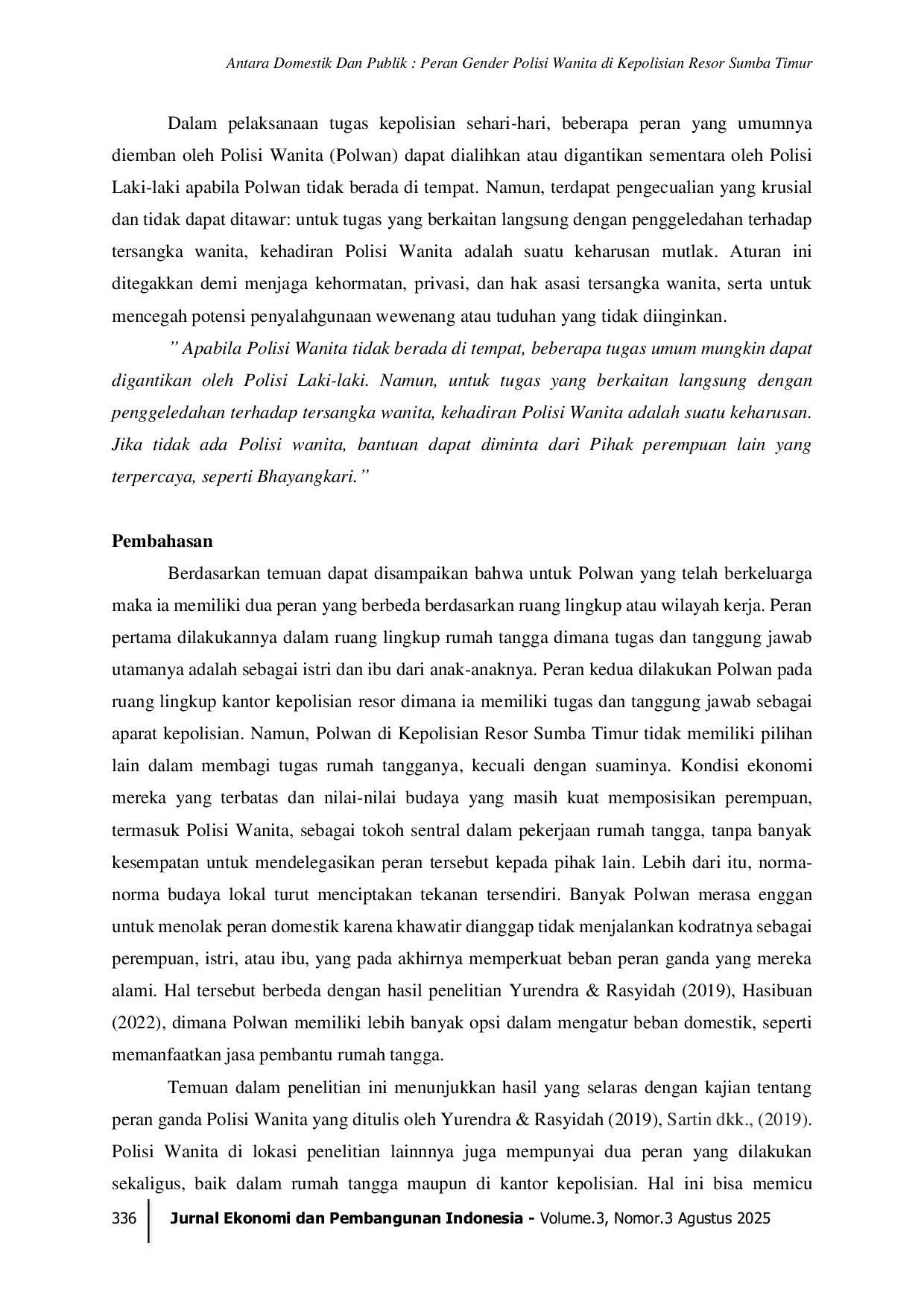 JURIS Antara Domestik Dan Publik Peran Gender Polisi Wanita di Kepolisian Resor Sumba Timur
