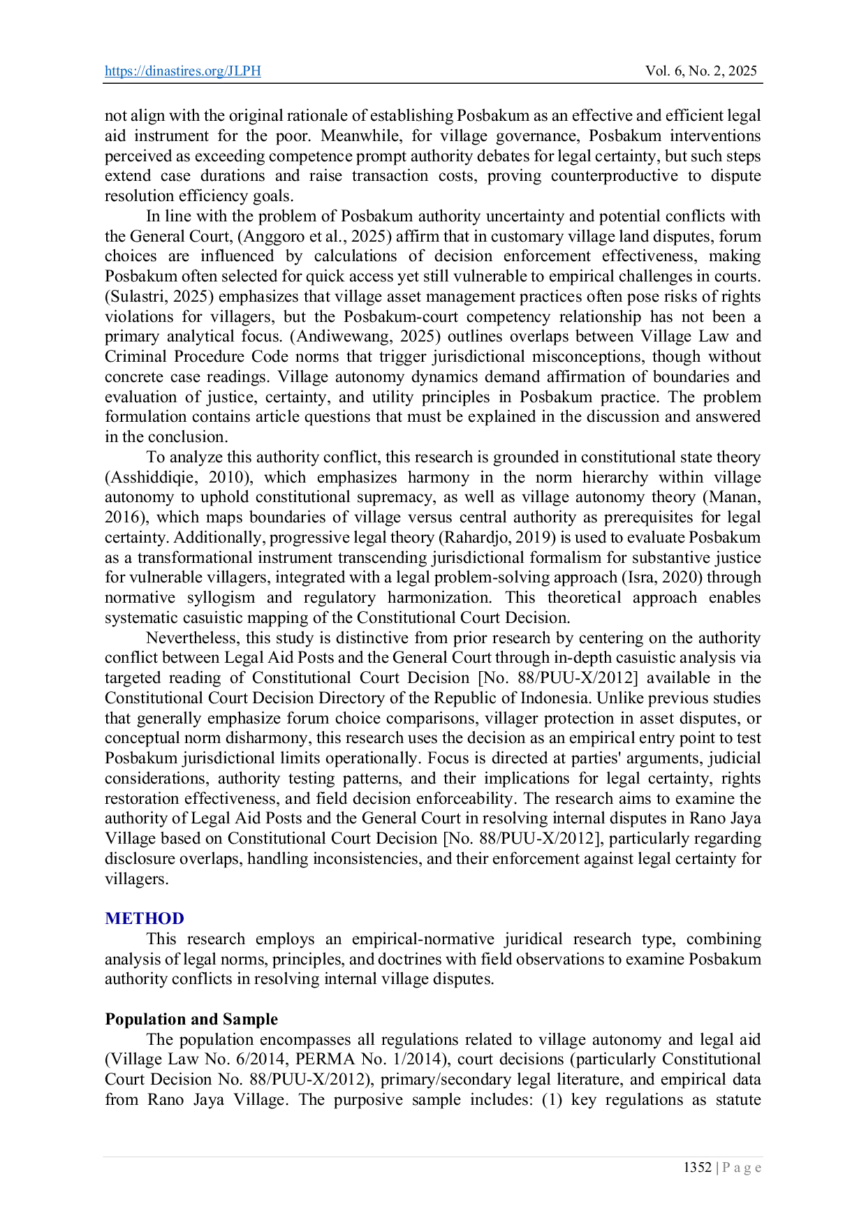 JURIS Jurisdictional Conflict between Legal Aid Posts and General Courts in Village Internal Disputes