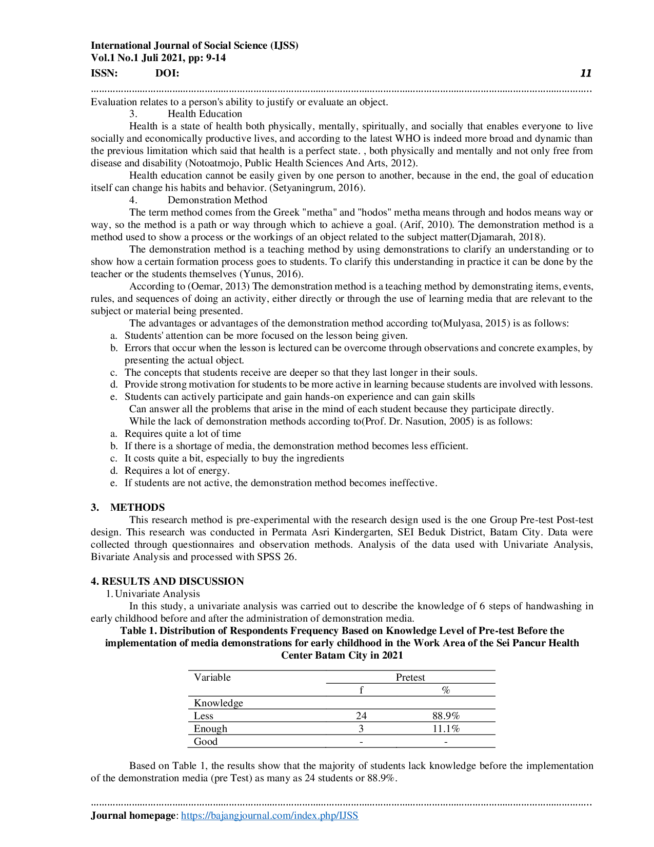 JURIS Teaching Handwashing Soap Skill Through Demonstration For Kindergarten Children