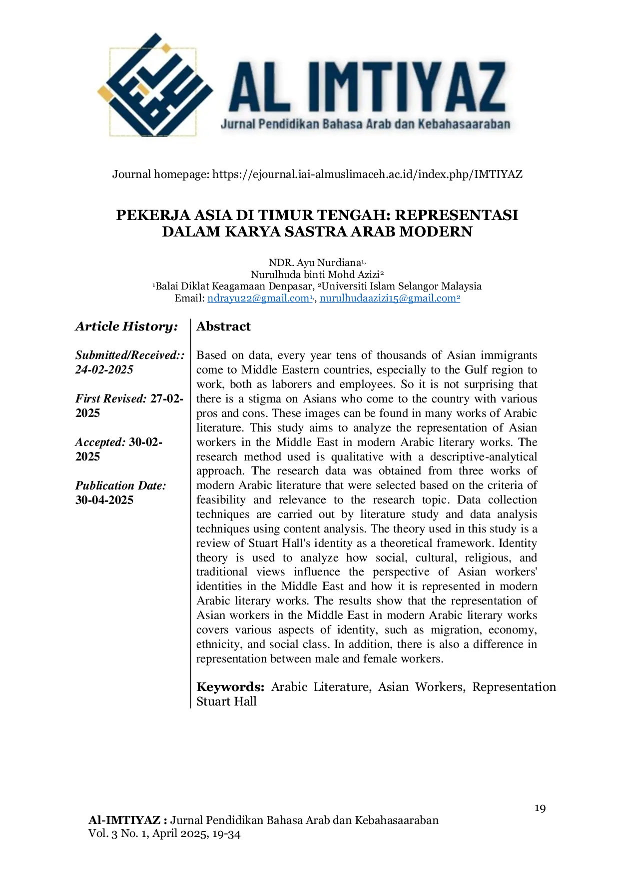 JURIS Pekerja Asia Di Timur Tengah Representasi Dalam Karya Sastra Arab Modern